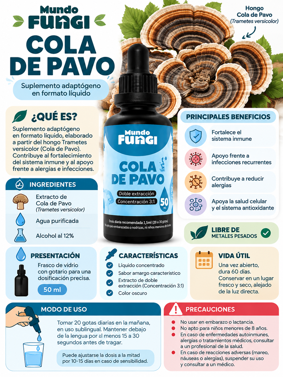Pack X2 Melena León + Cola de pavo suplemento 50ml suplemento-2