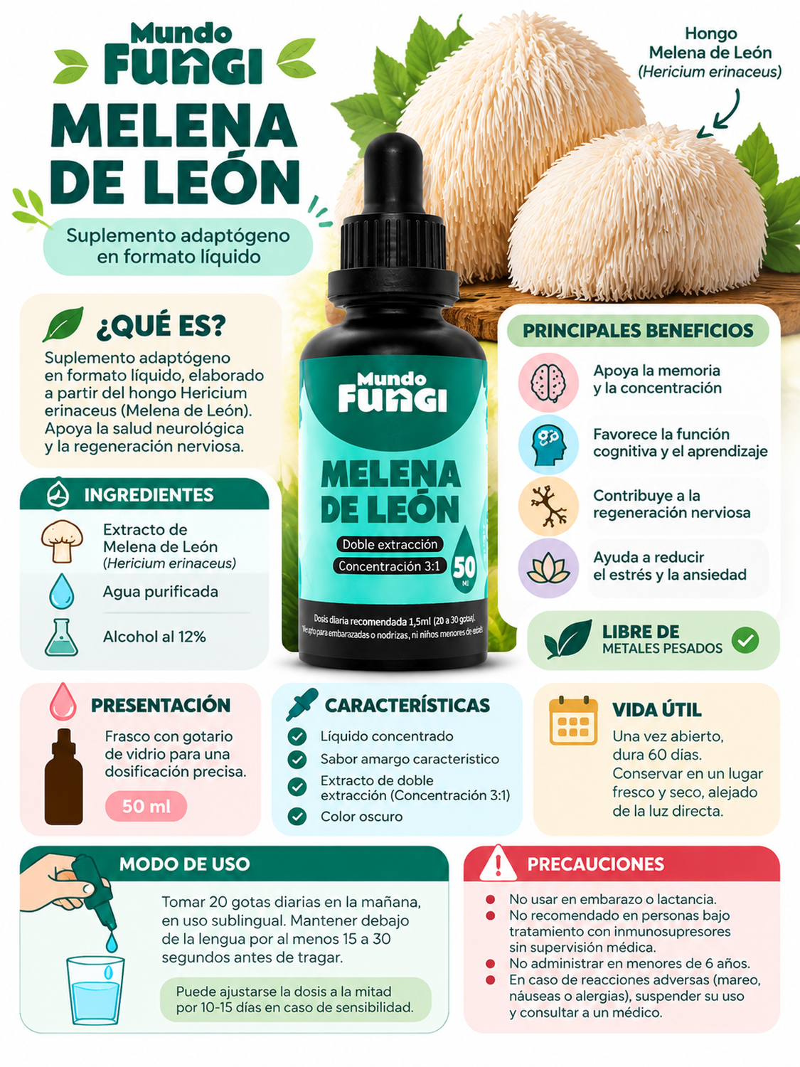 Pack X2 Melena León + Cola de pavo suplemento 50ml suplemento-3