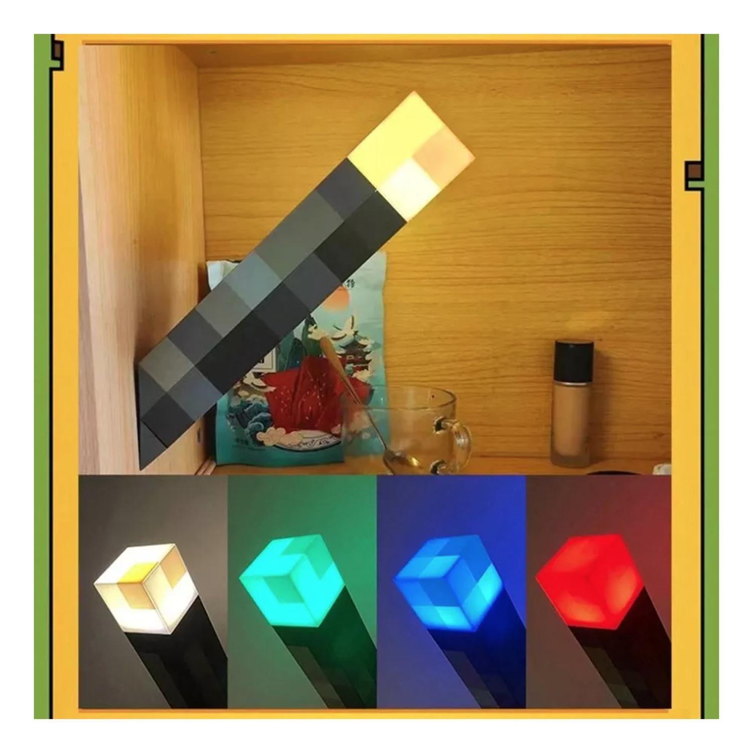 Lámpara Antorcha Minecraft Recargable 4 Colores En 1 Gamer-4