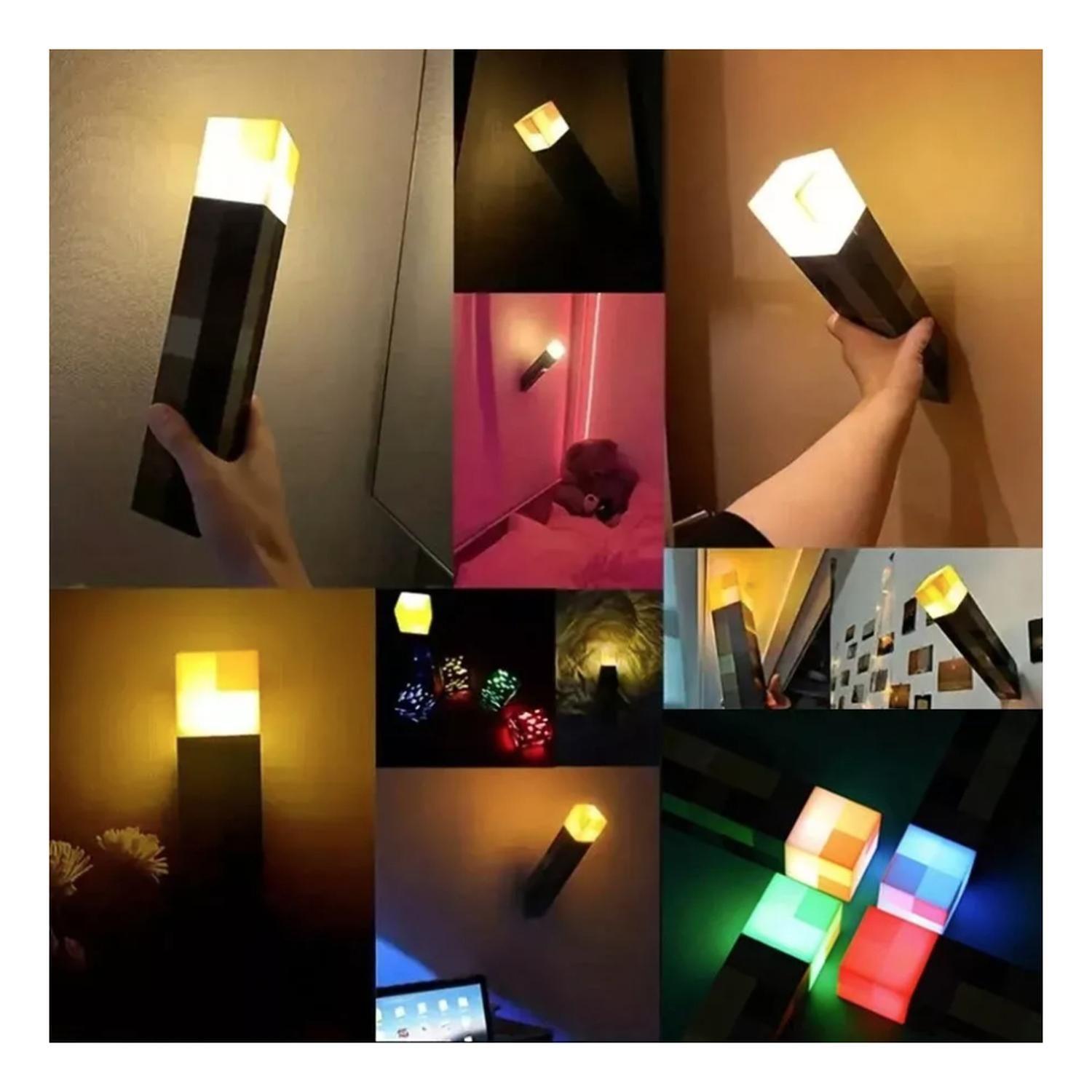 Lámpara Antorcha Minecraft Recargable 4 Colores En 1 Gamer-5