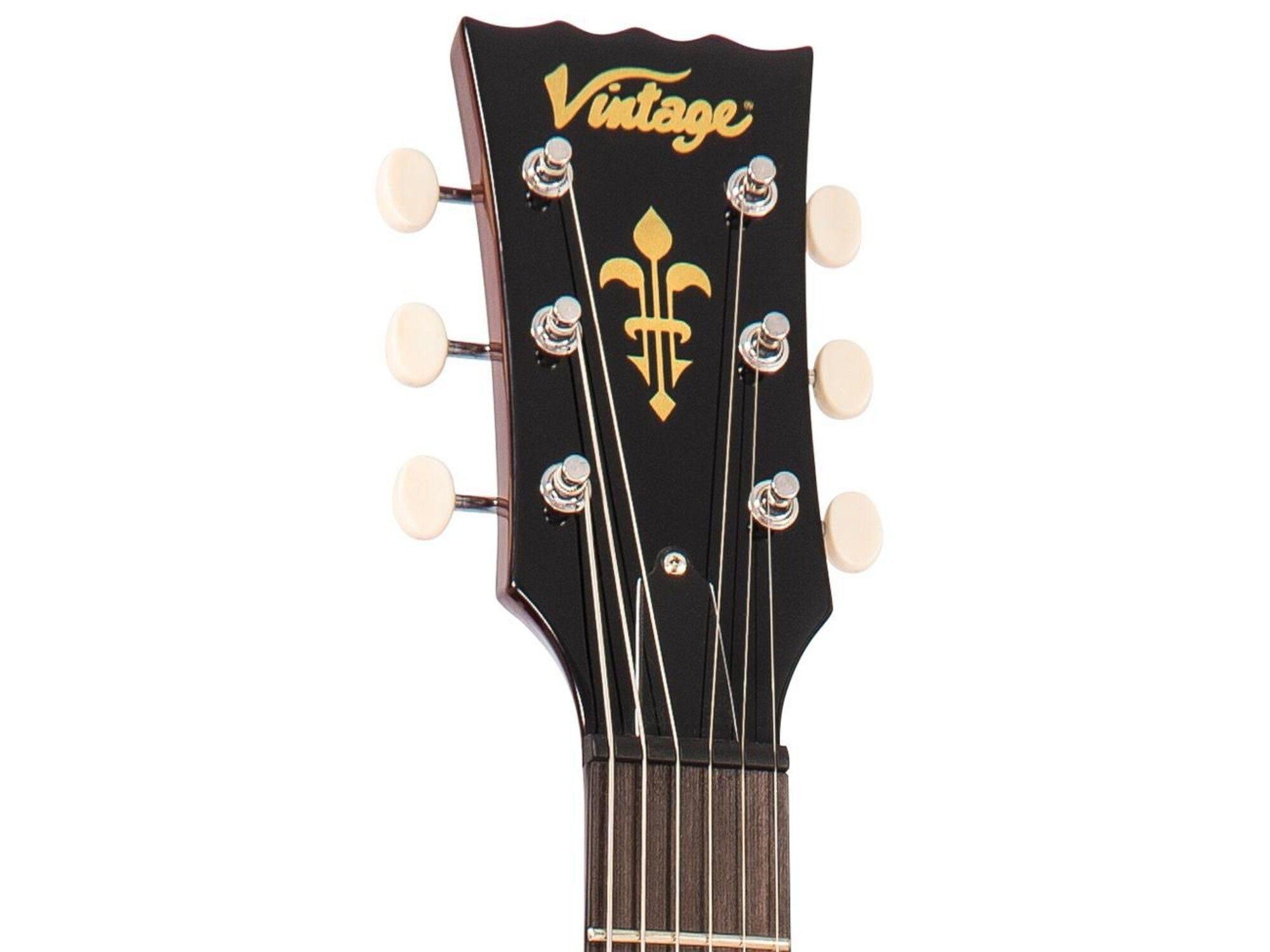 Guitarra electrica Vintage Tipo Les Paul color TOBACCO SUNBURST-3