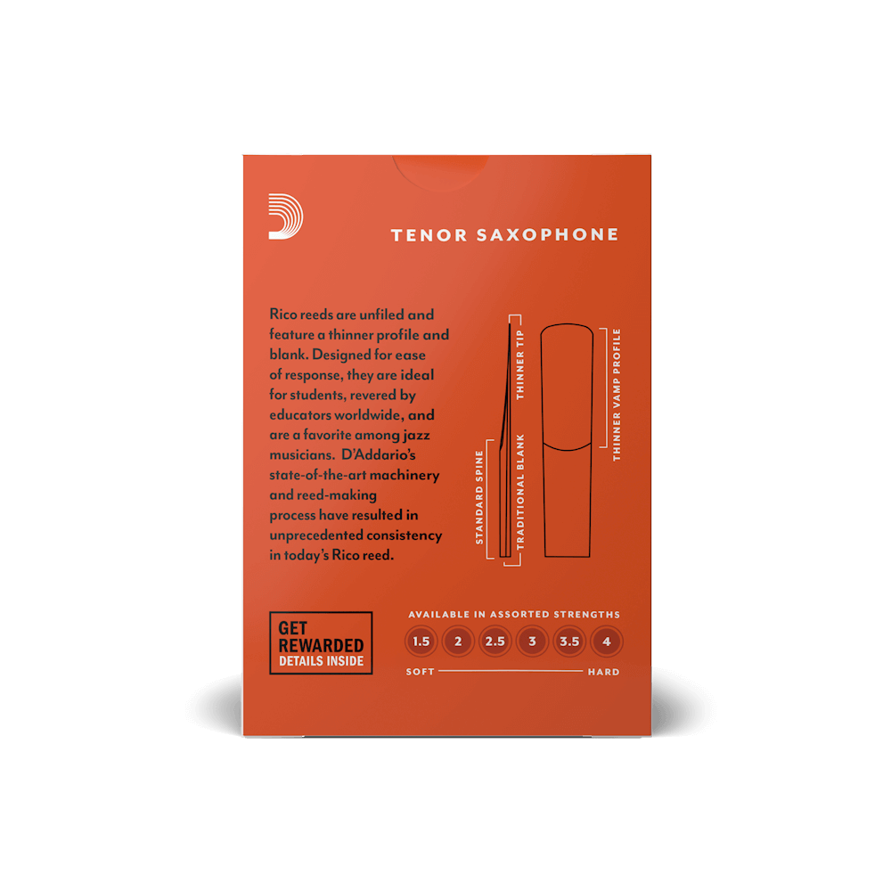 Caja cañas saxo tenor Rico by D´addario N° 2,5-2