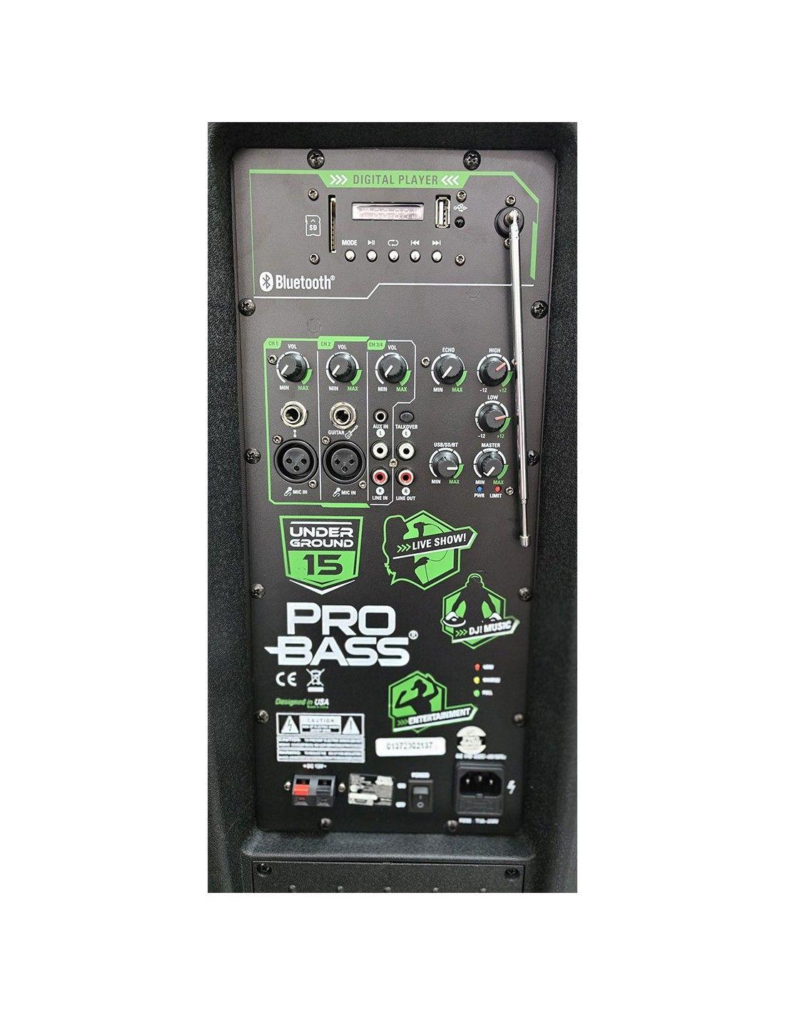 Caja Acustica Portatil Recargable Pro Bass Underground 15-2