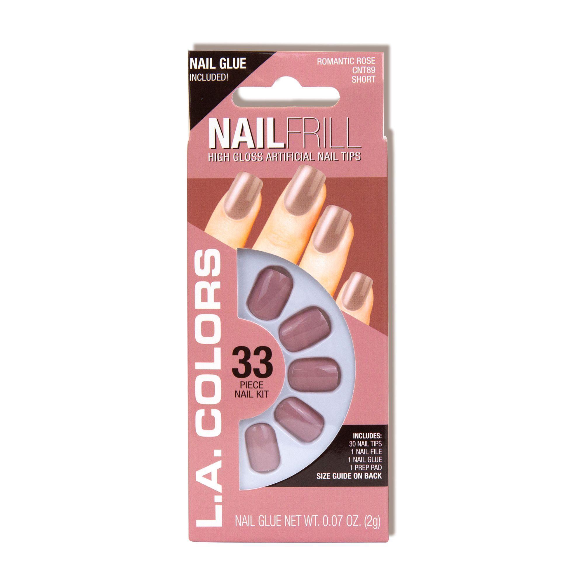 Uñas Postizas L.A. Colors Nail Frill Cortas Romantic Rose-0