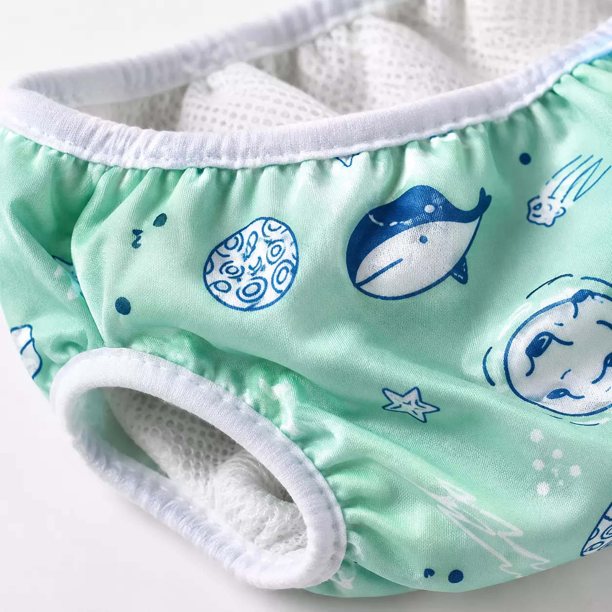 Pañal Natación Reutilizable Bebé Mambobaby Verde Ballenas-2