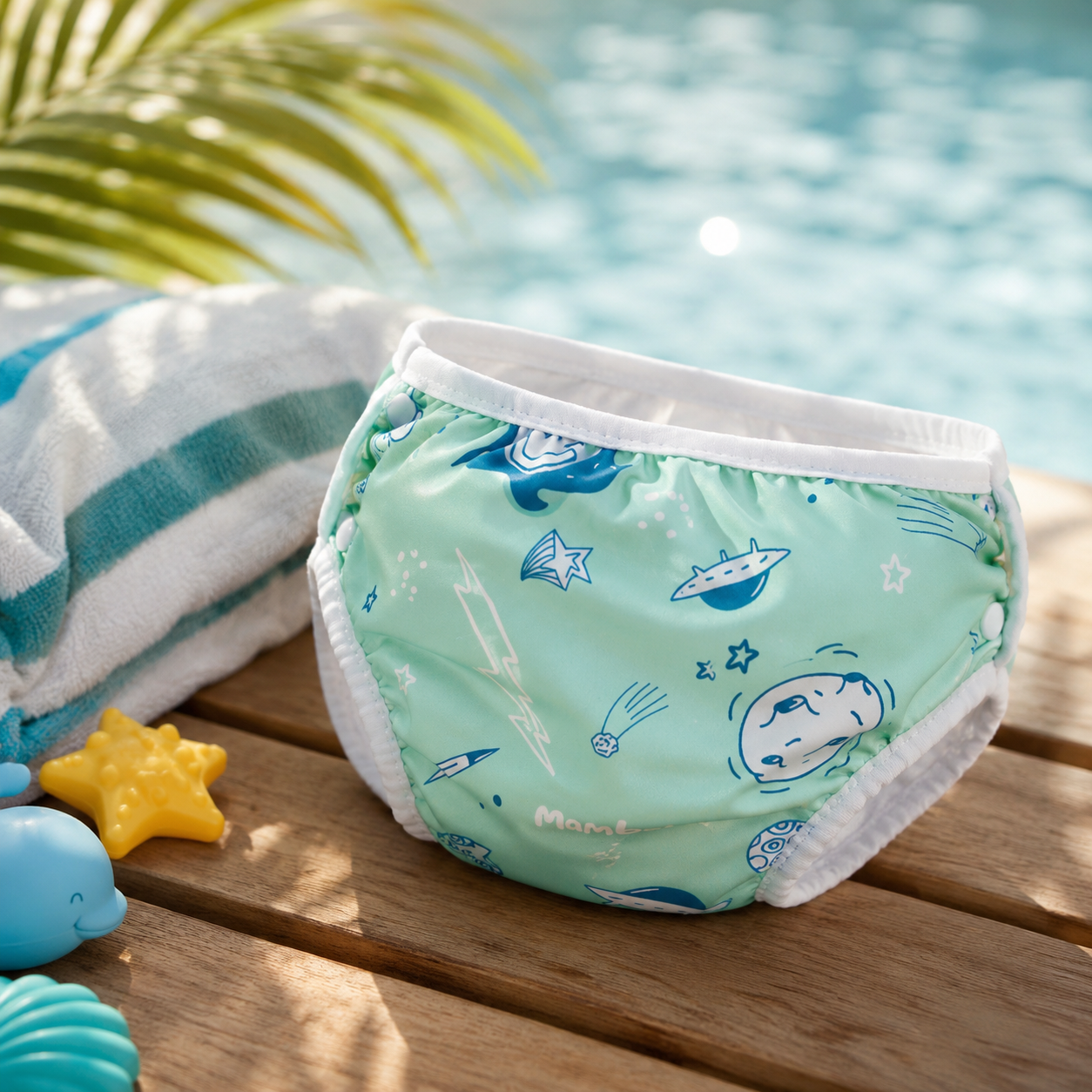 Pañal Natación Reutilizable Bebé Mambobaby Verde Espacial-3