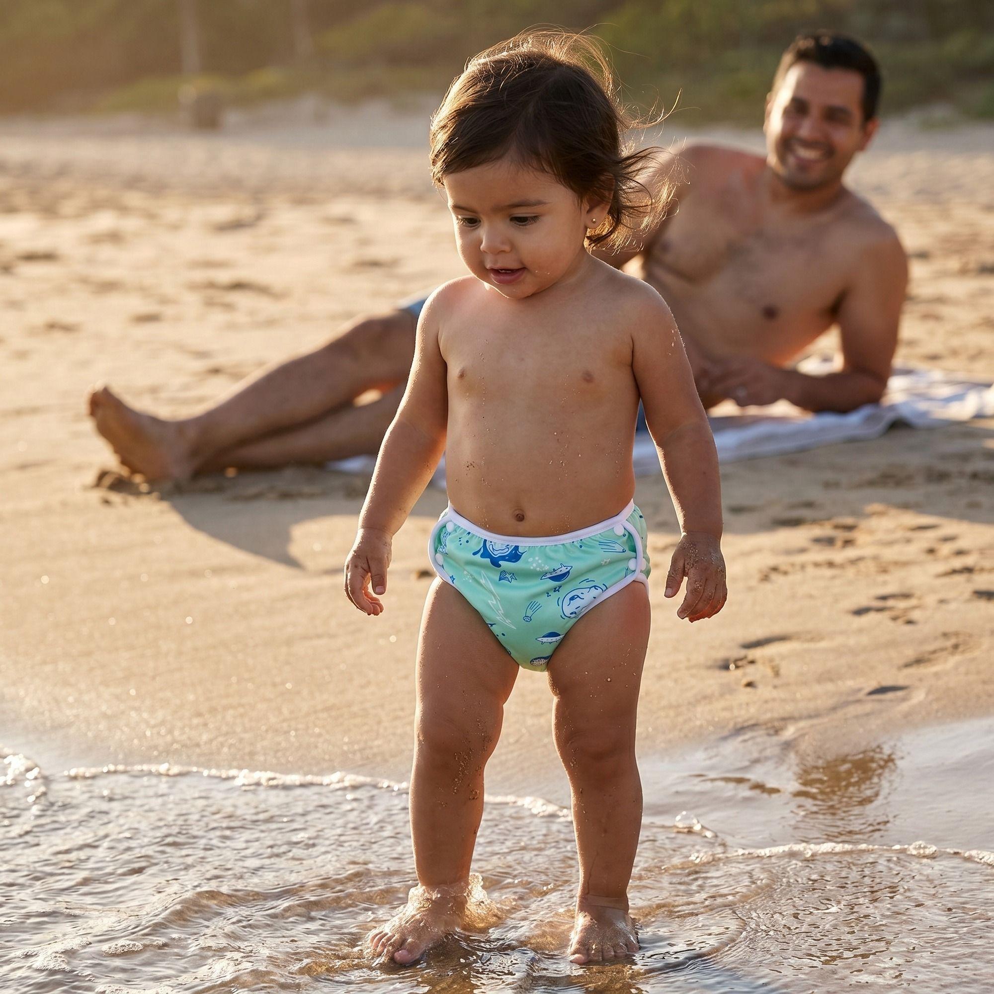 Pañal Natación Reutilizable Bebé Mambobaby Verde Espacial-4