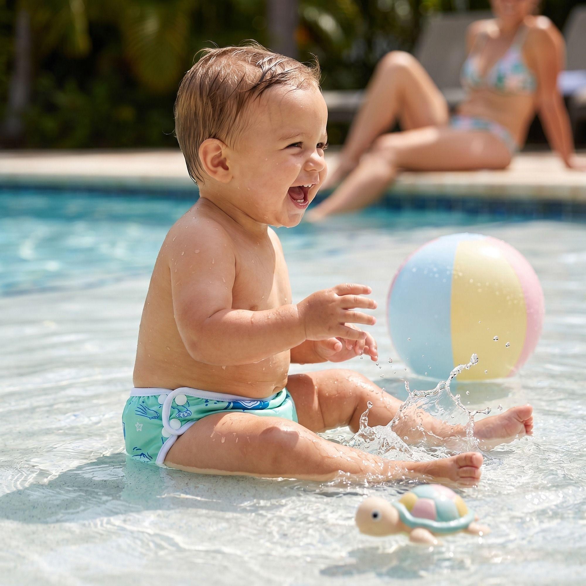 Pañal Natación Reutilizable Bebé Mambobaby Verde Espacial-7