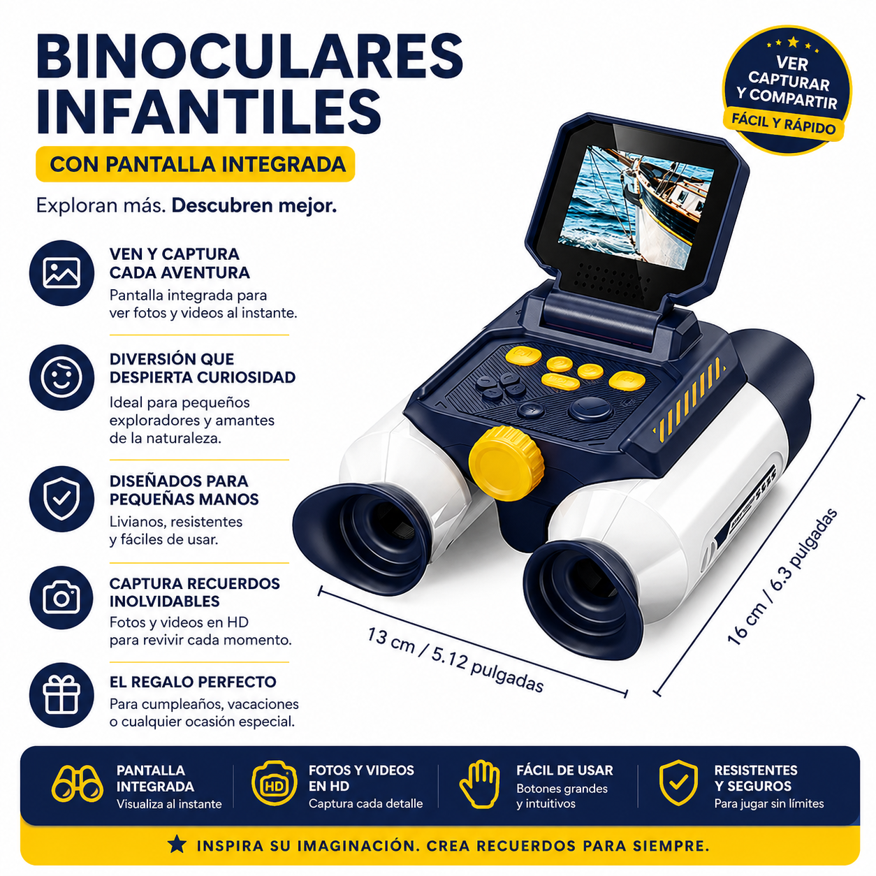Binoculares Digitales Infantiles MamboKids con Pantalla IPS 2.4"-2