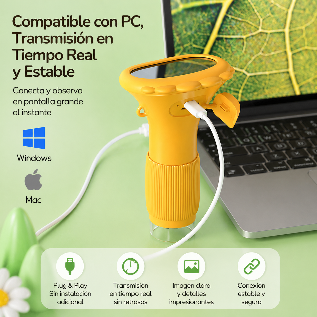 Microscopio Digital Infantil MamboKids 1000X con Pantalla IPS 2"-5