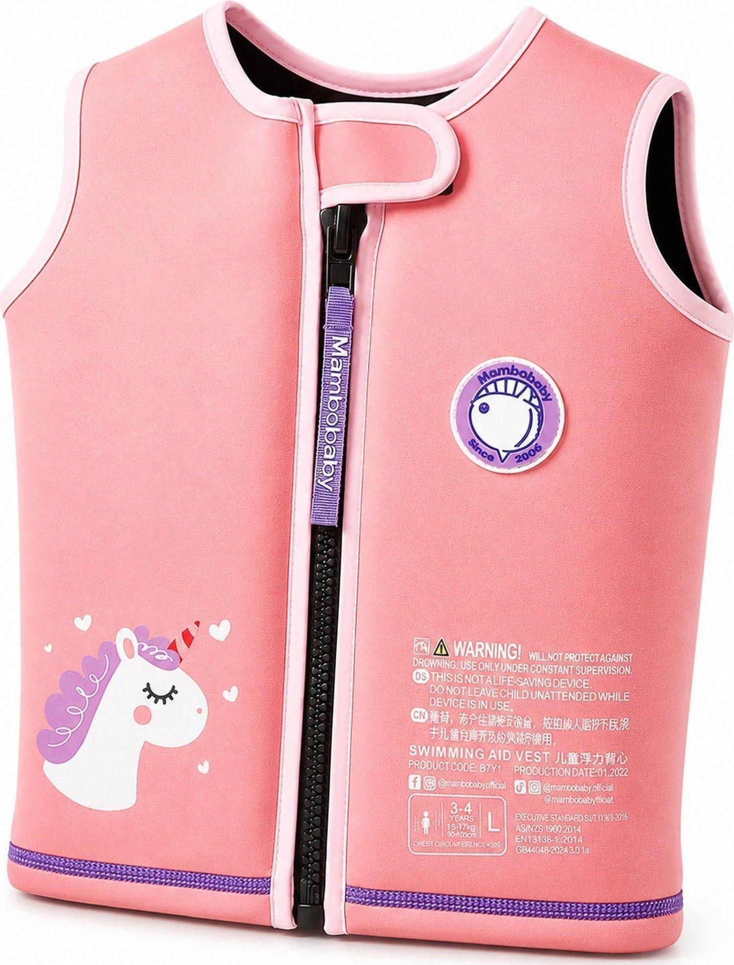 Chaleco Natación Niños Neopreno UPF50+ Rosado Mambobaby-0