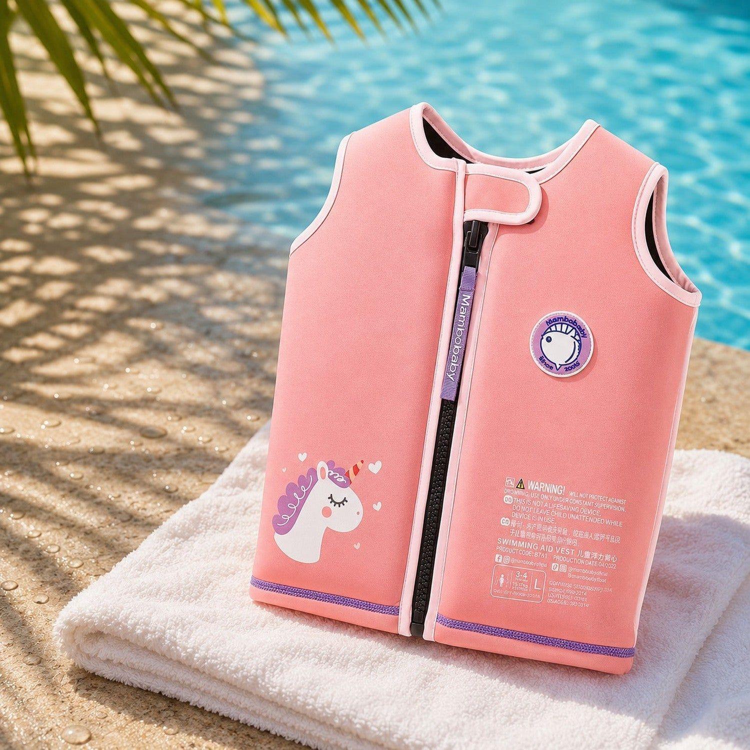 Chaleco Natación Niños Neopreno UPF50+ Rosado Mambobaby-1