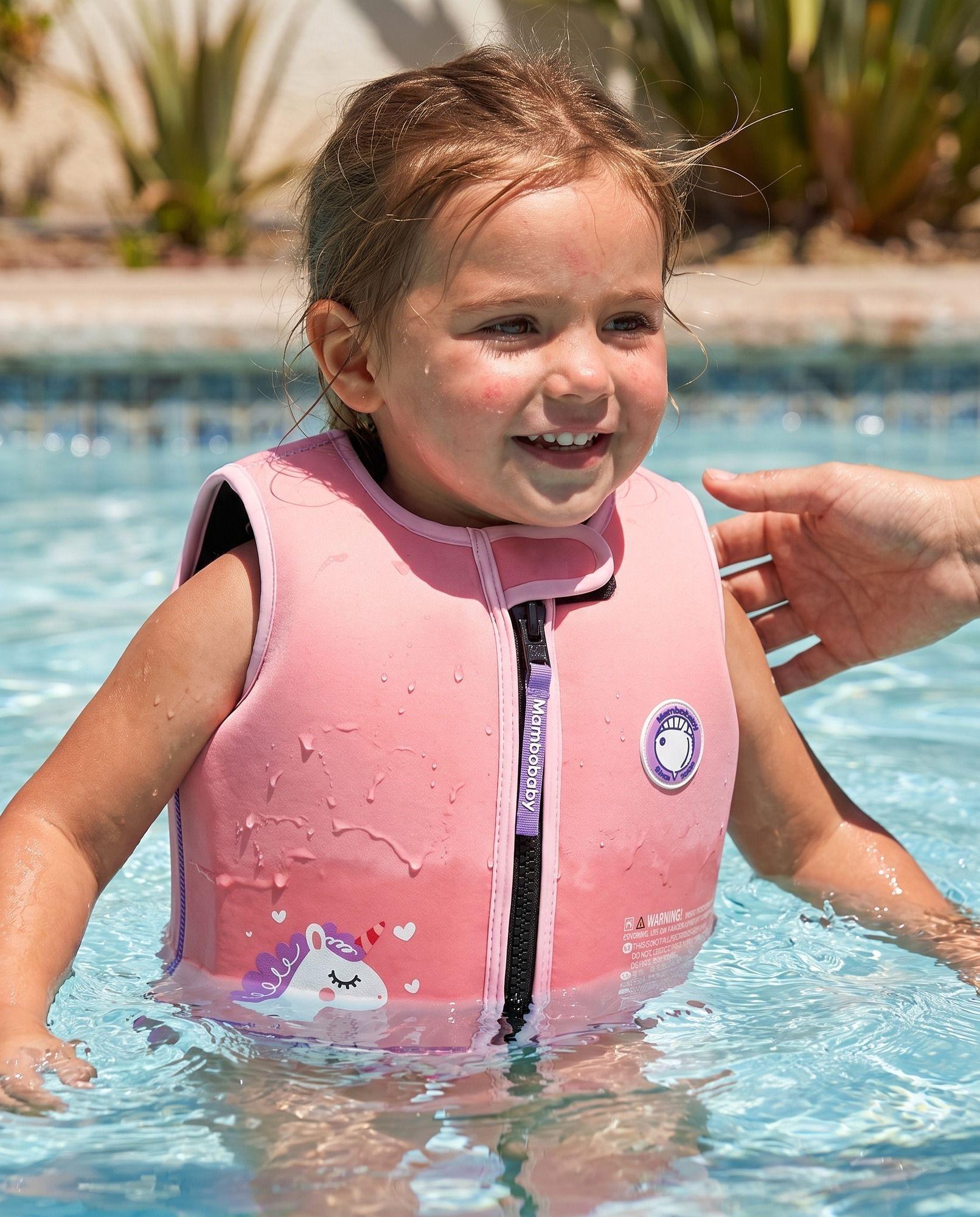 Chaleco Natación Niños Neopreno UPF50+ Rosado Mambobaby-4