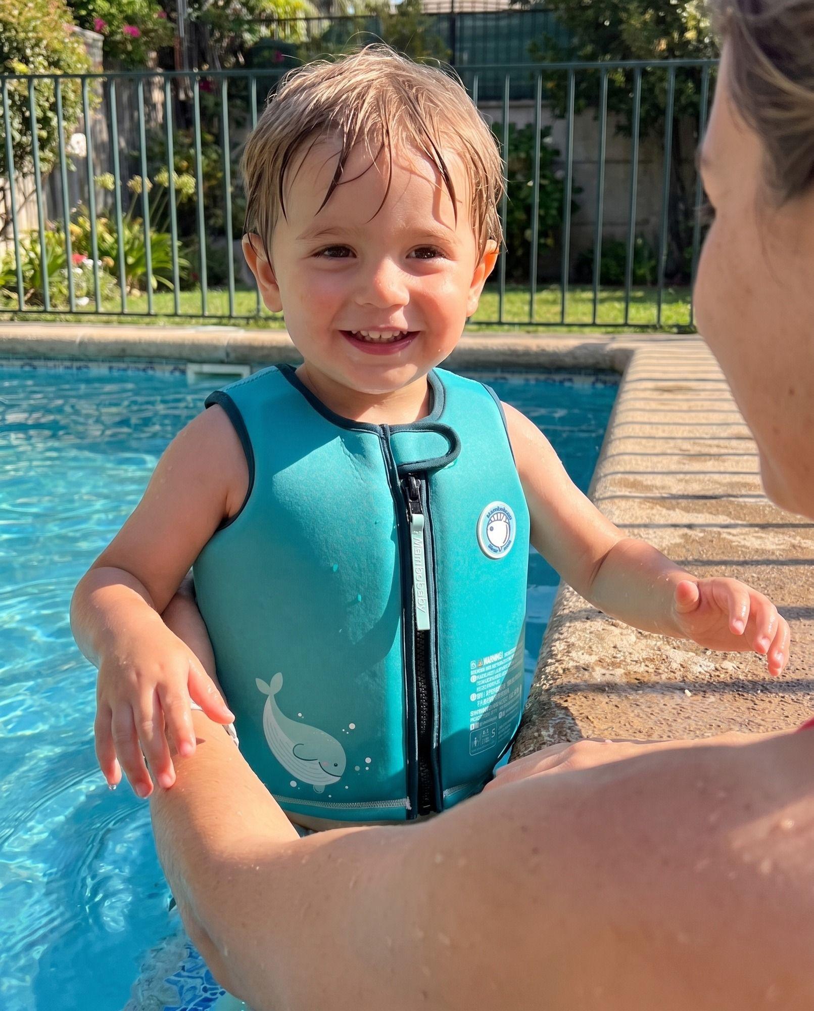 Chaleco de Natación Bebé Niño Mambobaby Verde Neopreno con Flotación Integrada-3