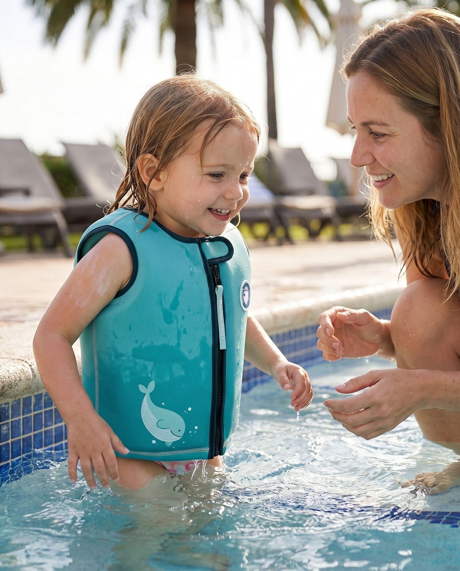 Chaleco de Natación Bebé Niño Mambobaby Verde Neopreno con Flotación Integrada-5
