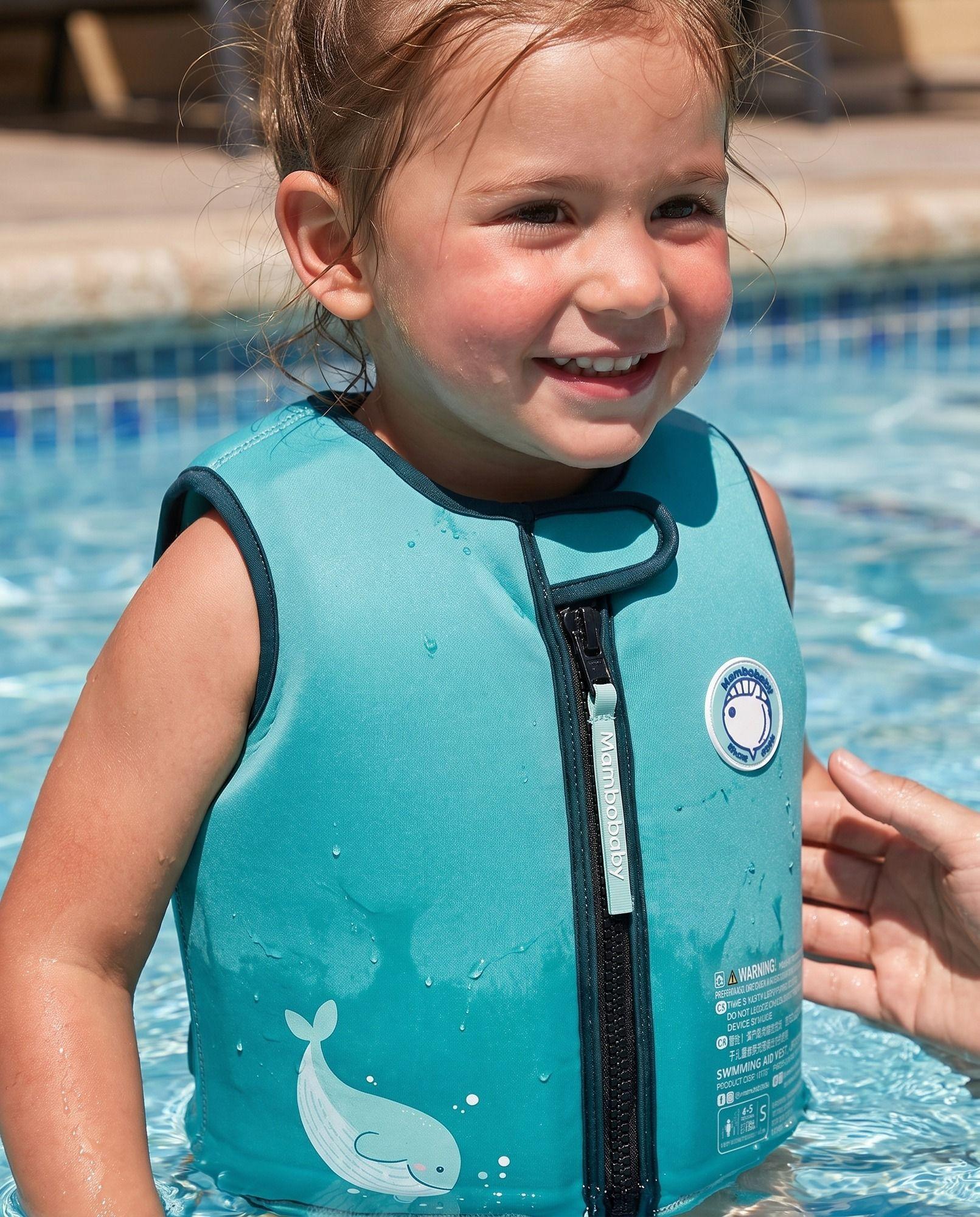 Chaleco de Natación Bebé Niño Mambobaby Verde Neopreno con Flotación Integrada-6