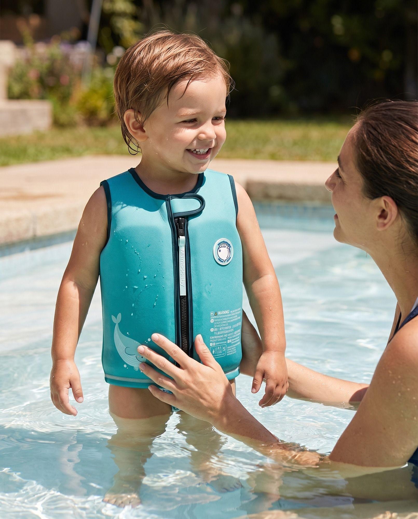 Chaleco Natación Niños Neopreno UPF50+ Verde Mambobaby-2