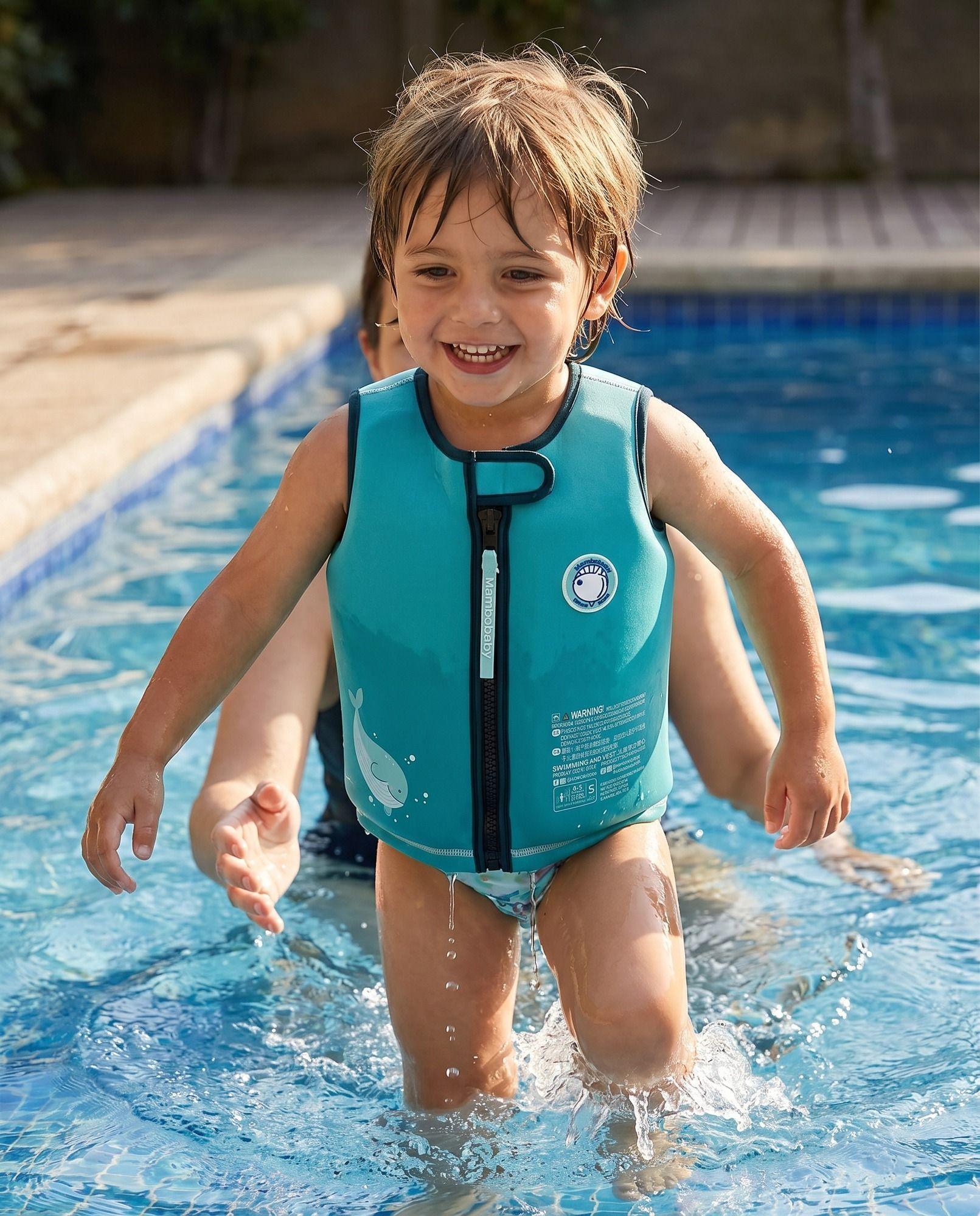 Chaleco Natación Niños Neopreno UPF50+ Verde Mambobaby-3