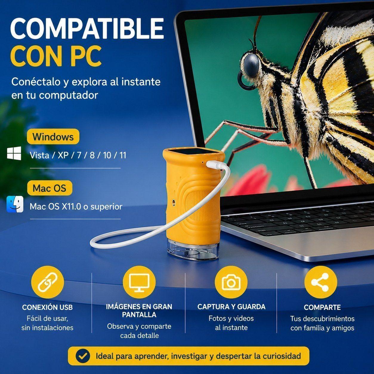 Microscopio Digital Infantil MamboKids 1080P con Pantalla IPS 2.0"-4
