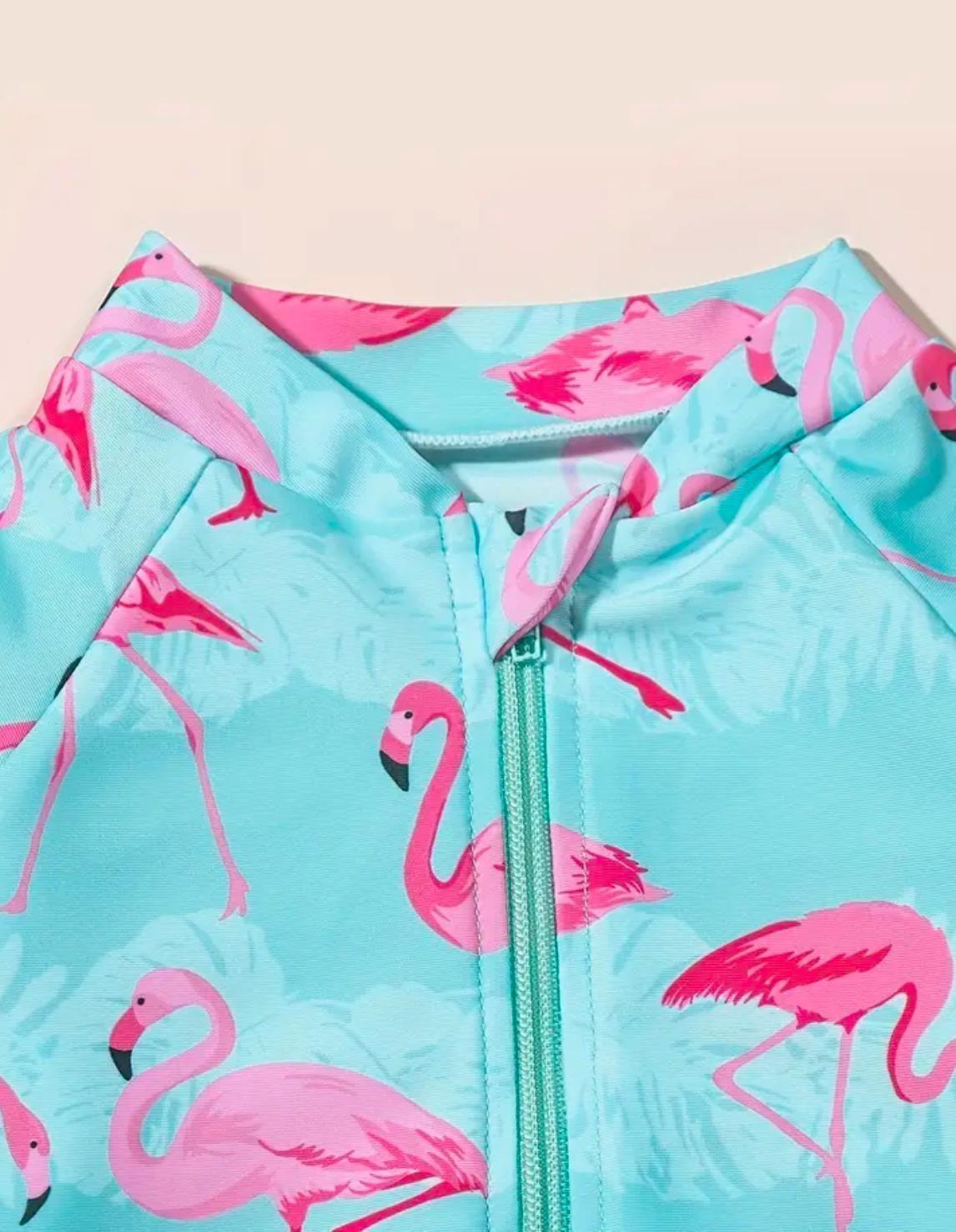 Traje de Baño Niña Manga Larga UPF50+ Flamingo MamboKids-1