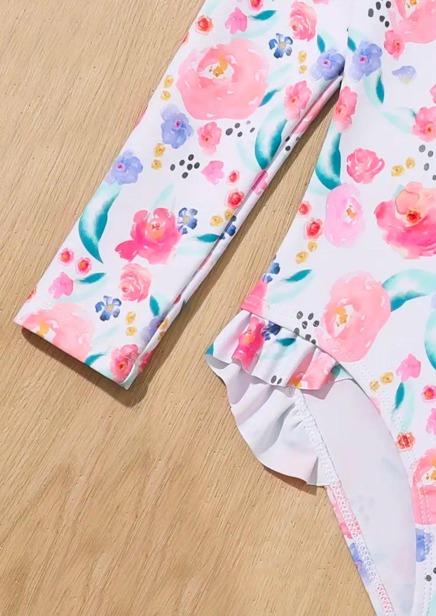 Traje de Baño Niña Manga Larga UPF50+ Pastel Oli MamboKids-2