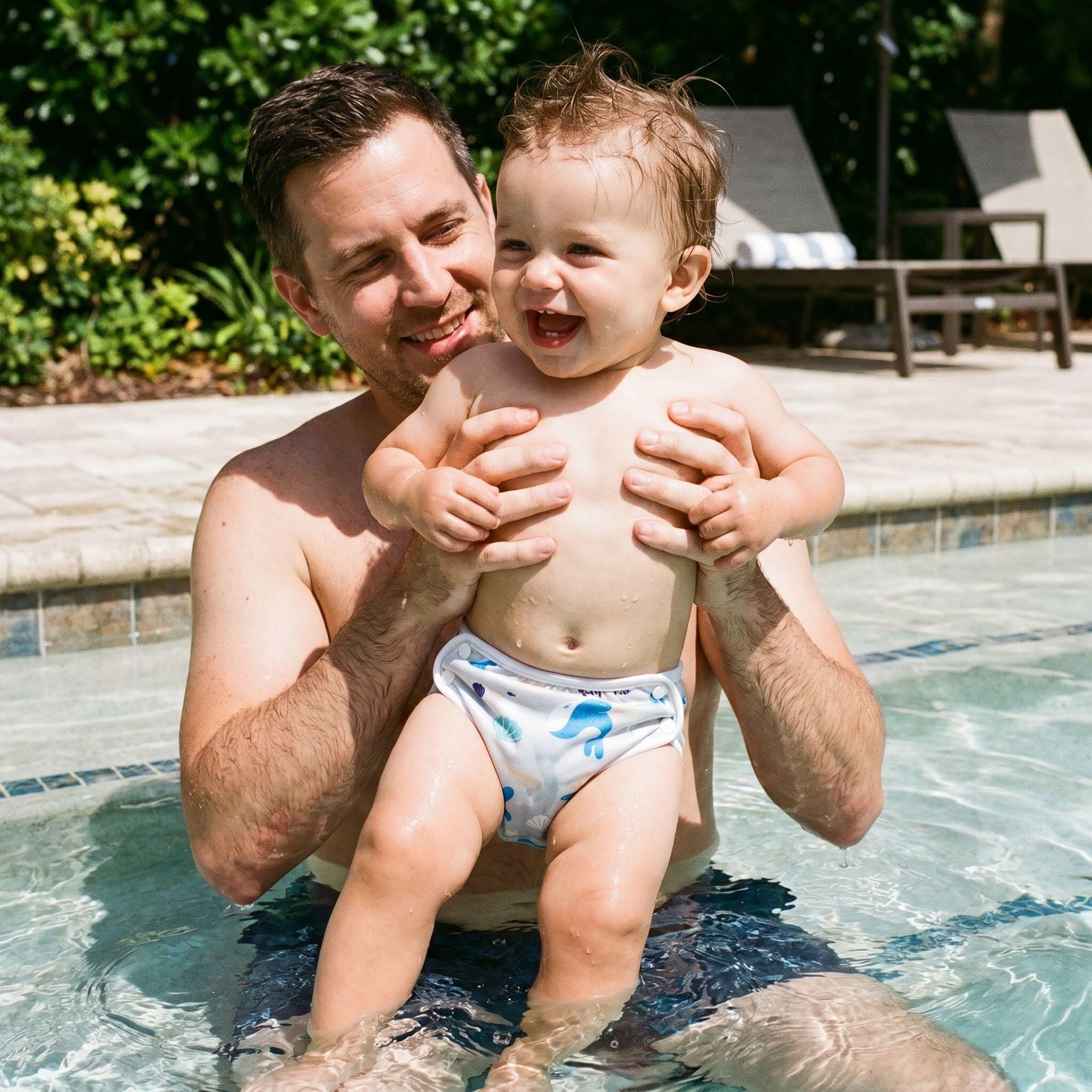 Pañal Natación Reutilizable Bebé Mambobaby Azul Estampado-3
