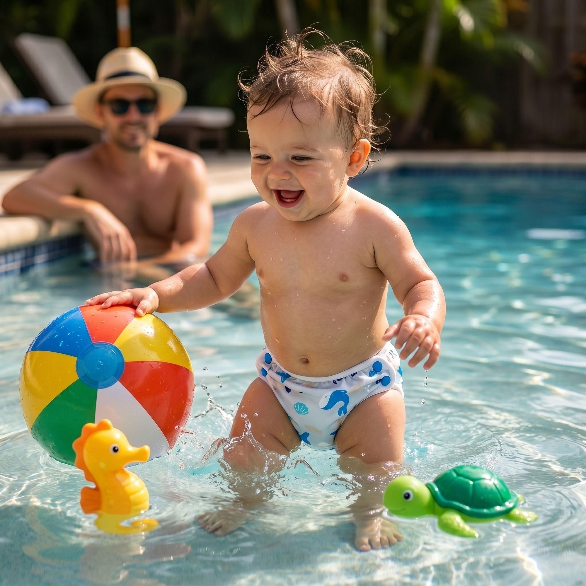 Pañal Natación Reutilizable Bebé Mambobaby Azul Estampado-5