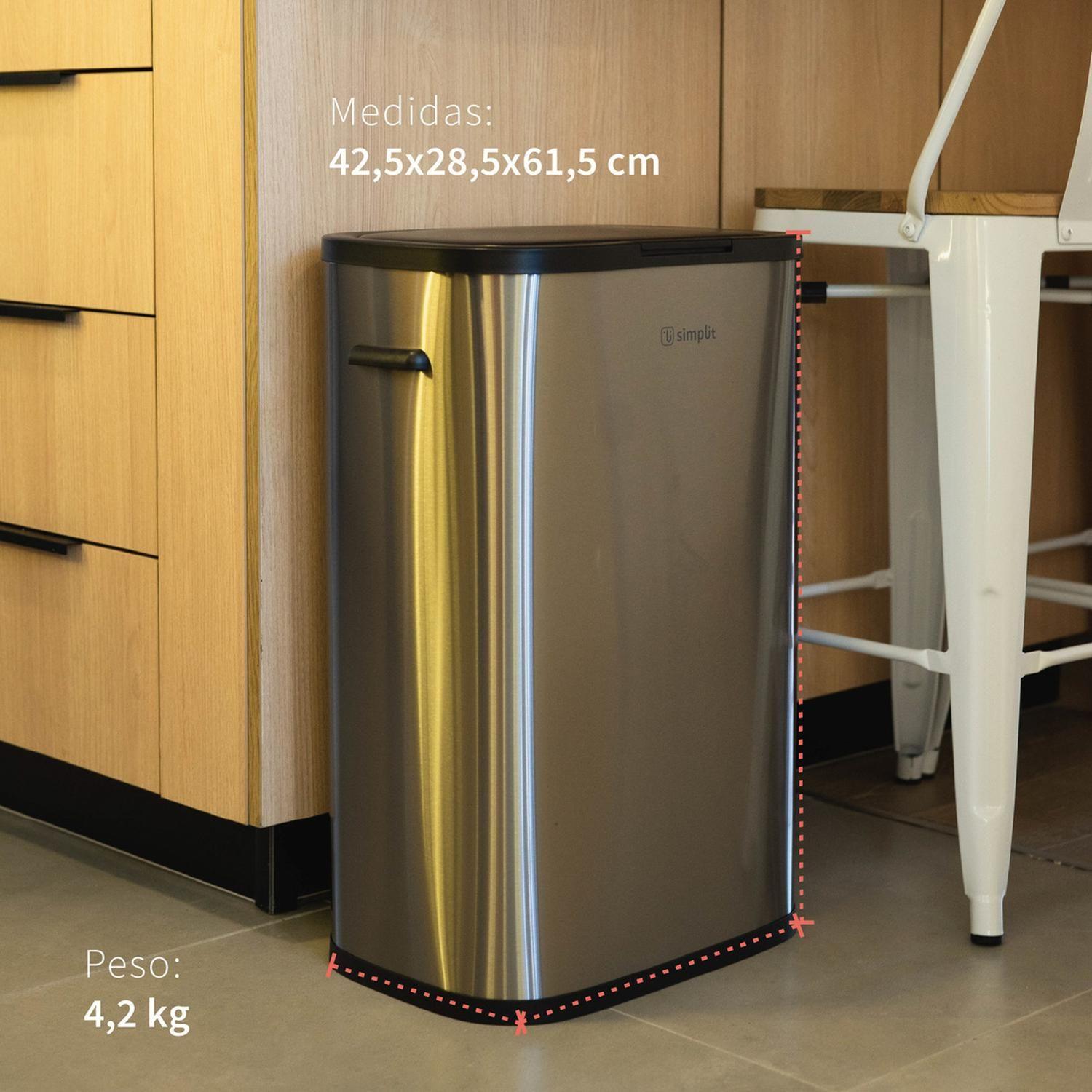Basurero Cocina Handy 55lts Táctil Acero Inox Simplit-3
