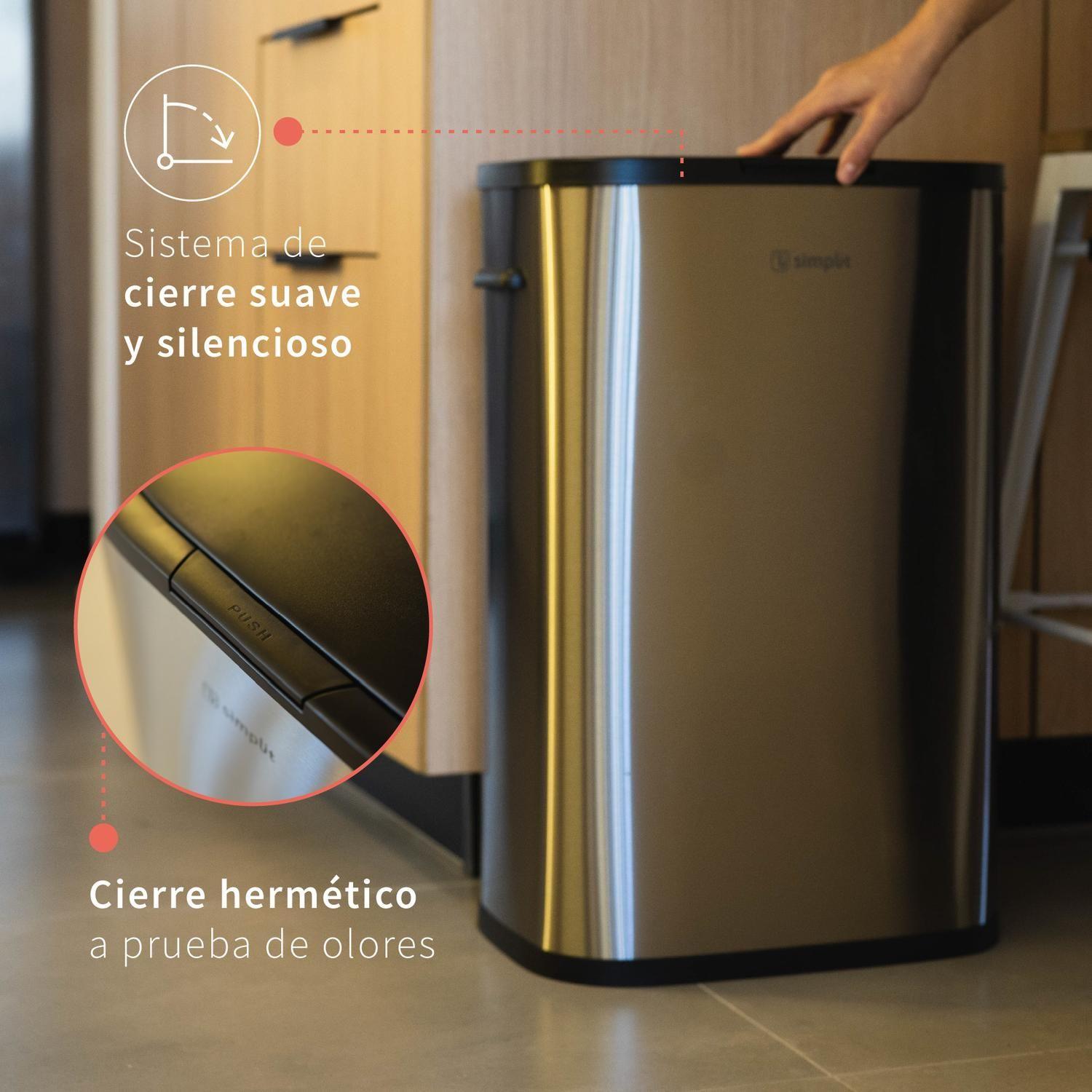 Basurero Cocina Handy 55lts Táctil Acero Inox Simplit-2