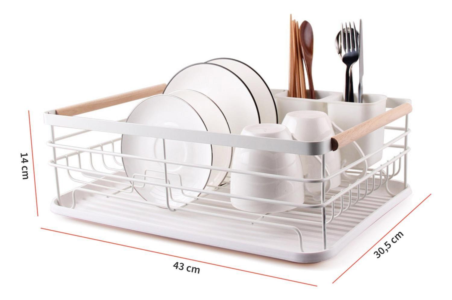 Secaplatos Escurridor 1 Nivel Acero Inox Blanco Simplit-3