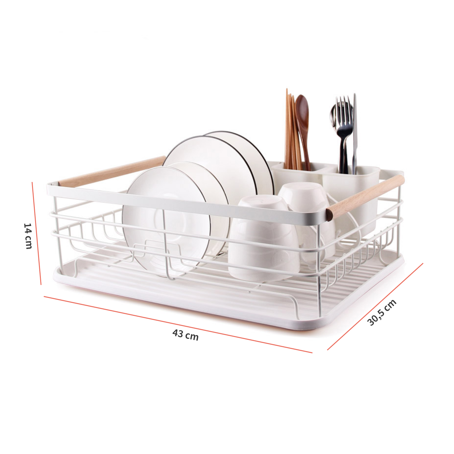 Secaplatos Escurridor 1 Nivel Acero Inox Blanco Simplit-3