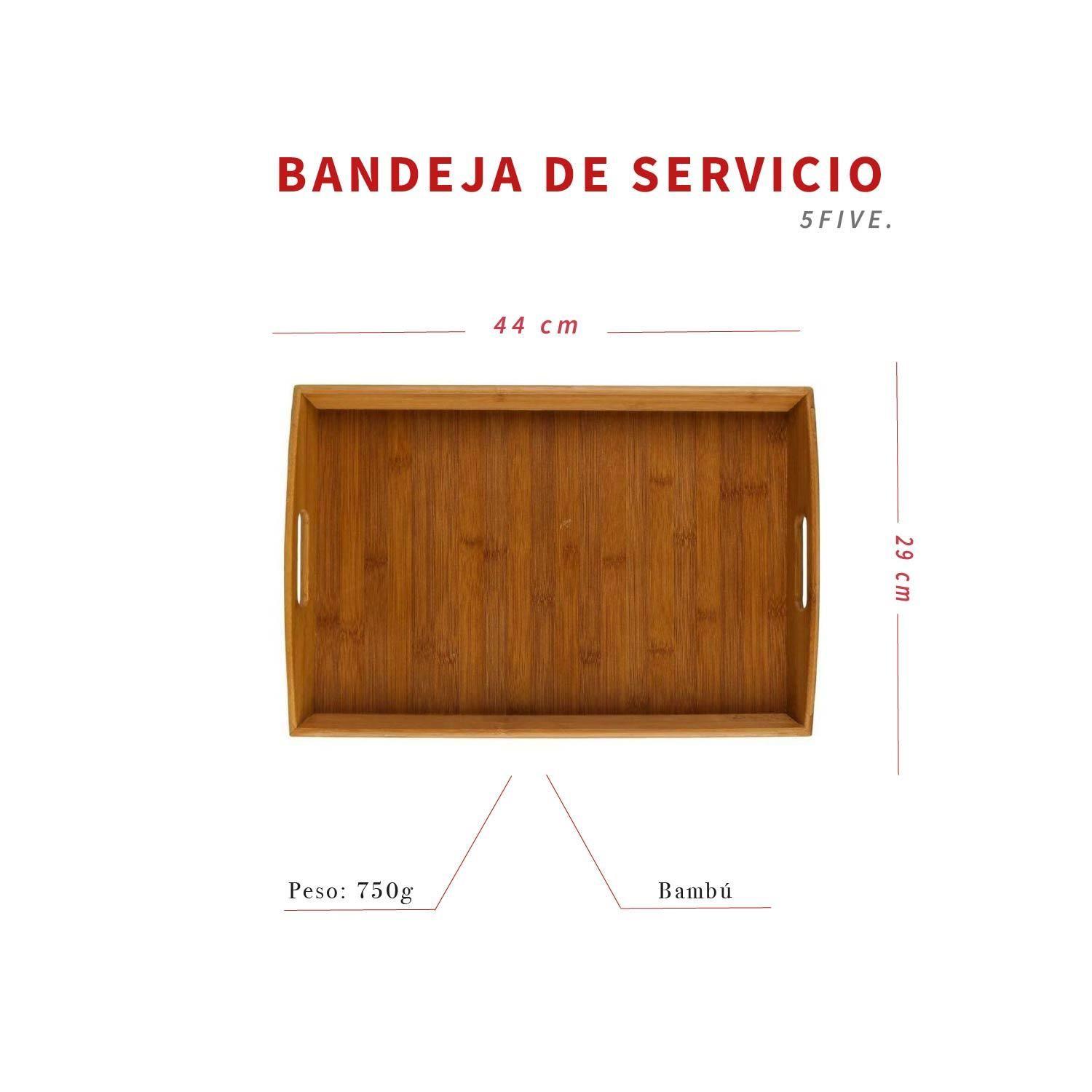 Bandeja Rectangular para Servir de Bambú 44x29 cm 5Five-4