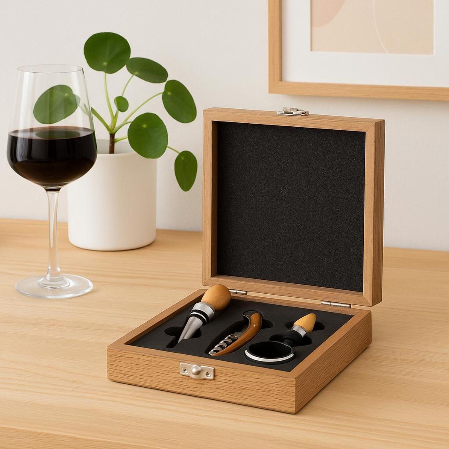 Kit de Vino 4 Piezas con Caja de Madera SecretDeGourmet-2