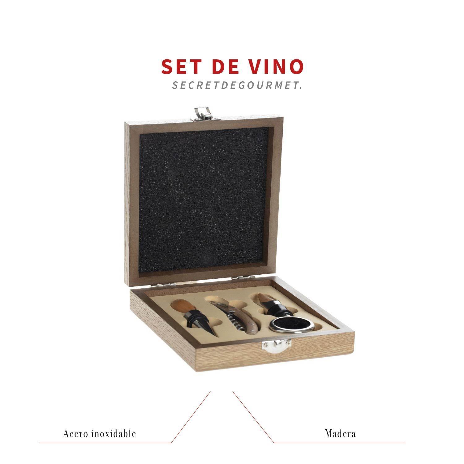 Kit de Vino 4 Piezas con Caja de Madera SecretDeGourmet-4