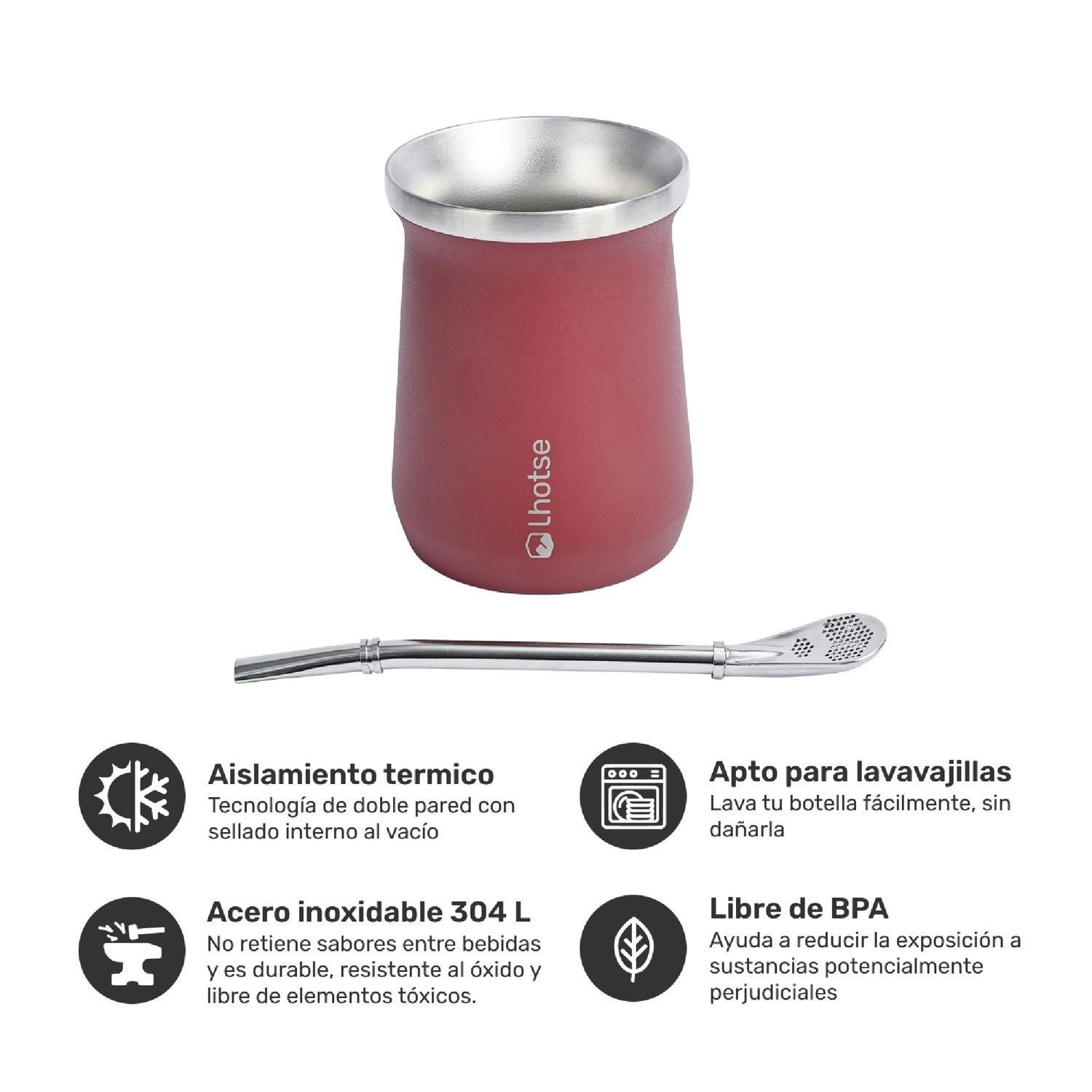 Termo Liquido Black 1,3 lts + Mate Bombilla Red Lhotse-2