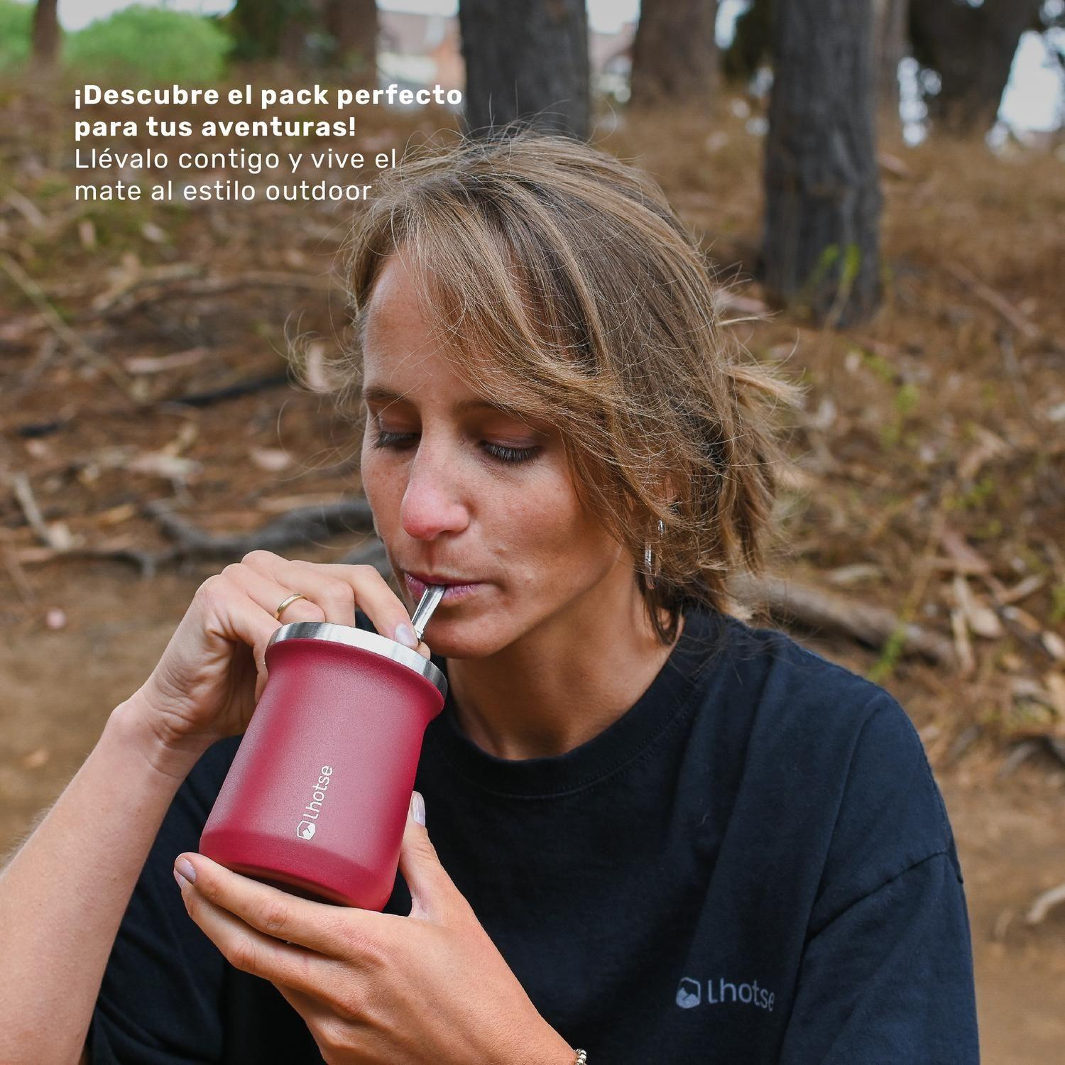 Termo Liquido Black 1,3 lts + Mate Bombilla Red Lhotse-6