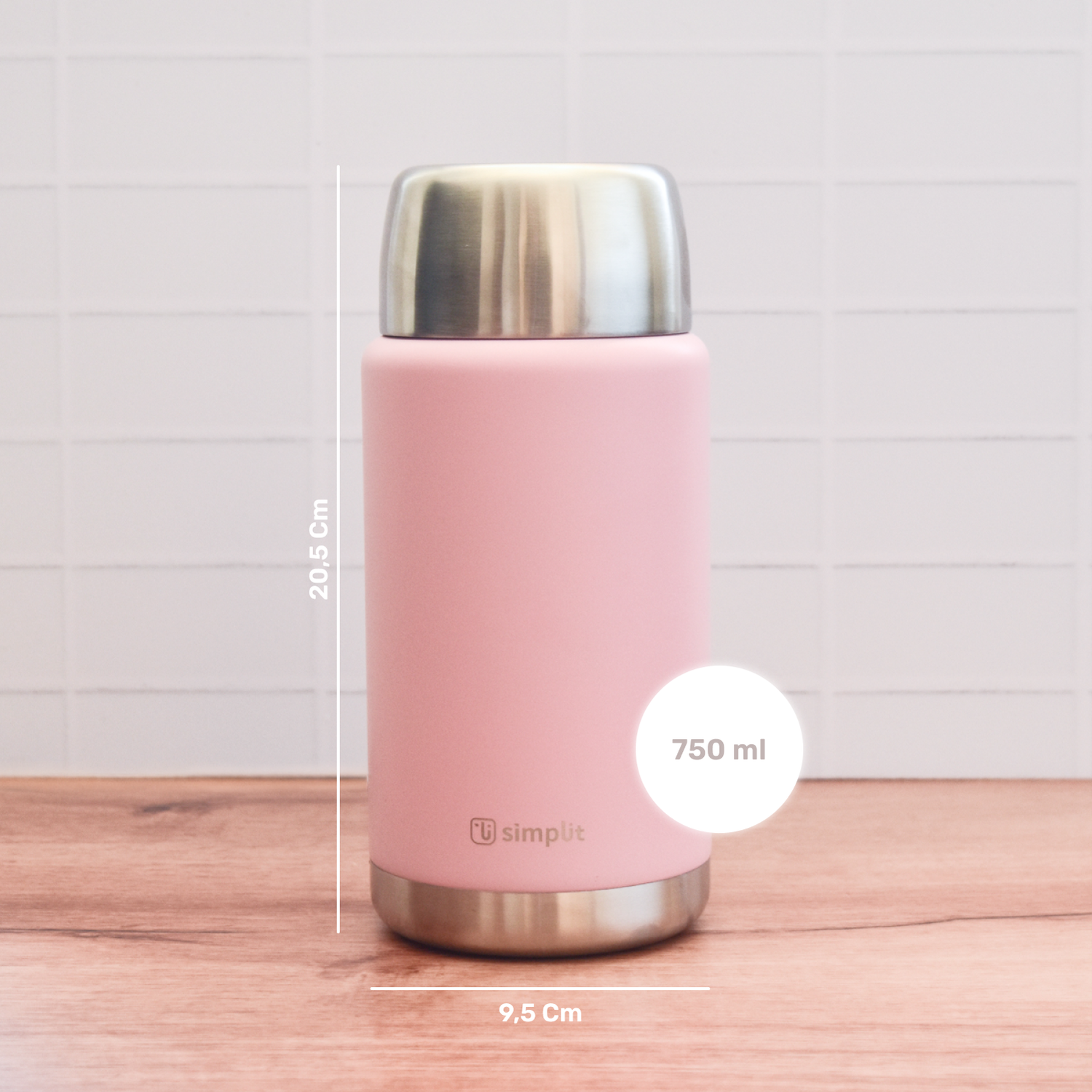 Termo de Comida Insulado Acero Inox 750 ml Rosado Simplit-4