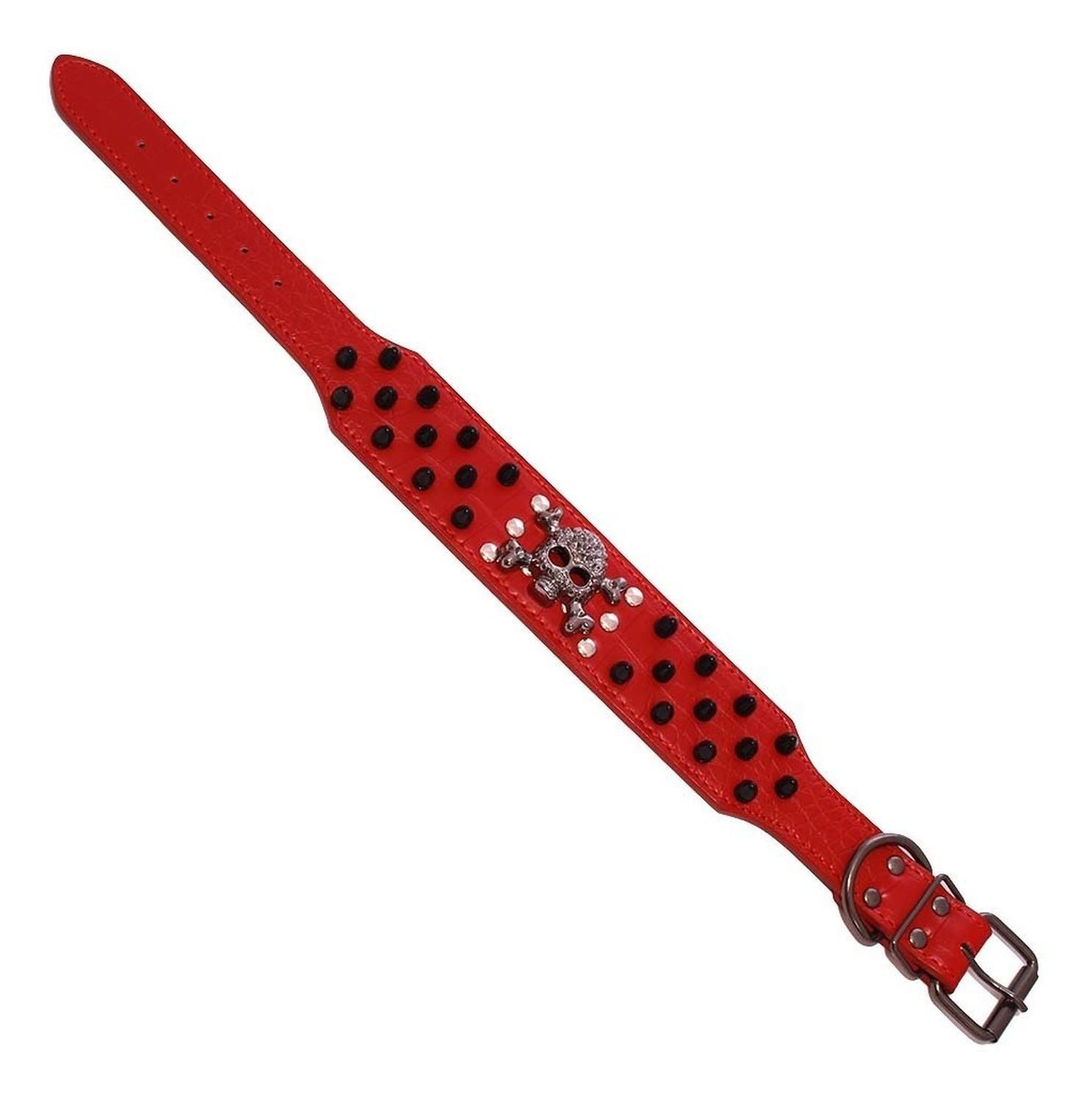 Collar Perro Calavera Puntas Redondas 2Xl Rojo Mascan-1