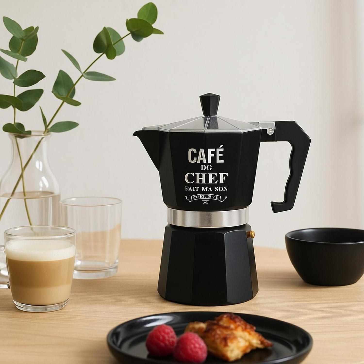 Cafetera Italiana de Aluminio para 6 Tazas Negro 5Five-2