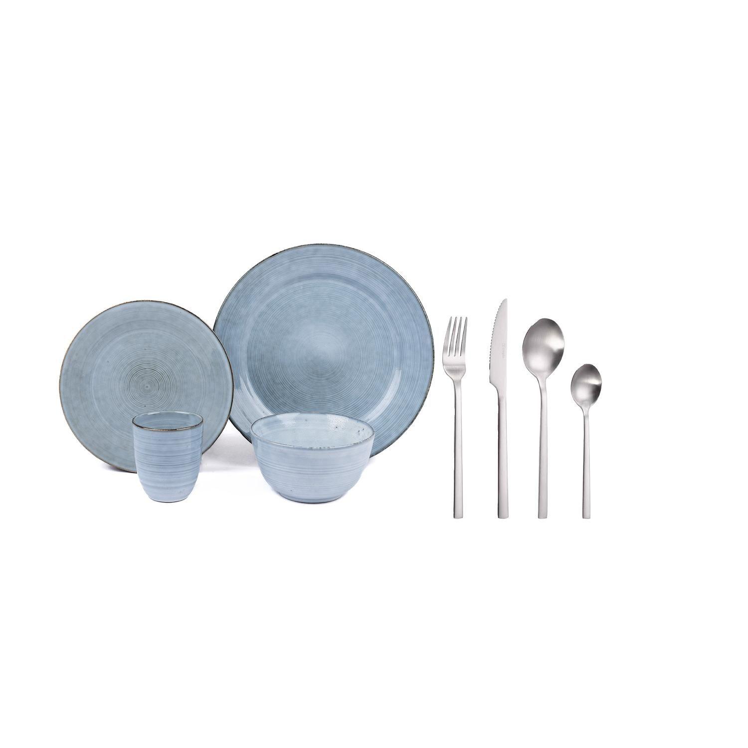 Juego de Loza 24pcs Amalfi + Cuchilleria 24pcs Cerdeña-0