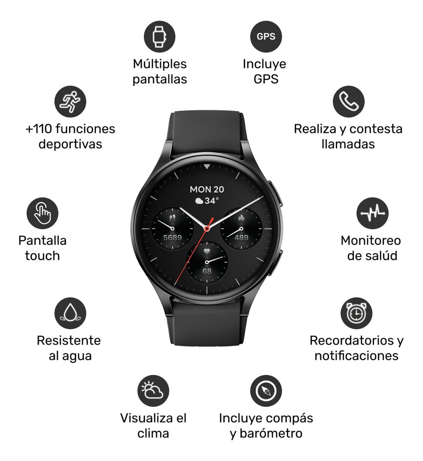 Pack Smartwatch Lhotse Vibe 05 Black + Parlante Negro-2