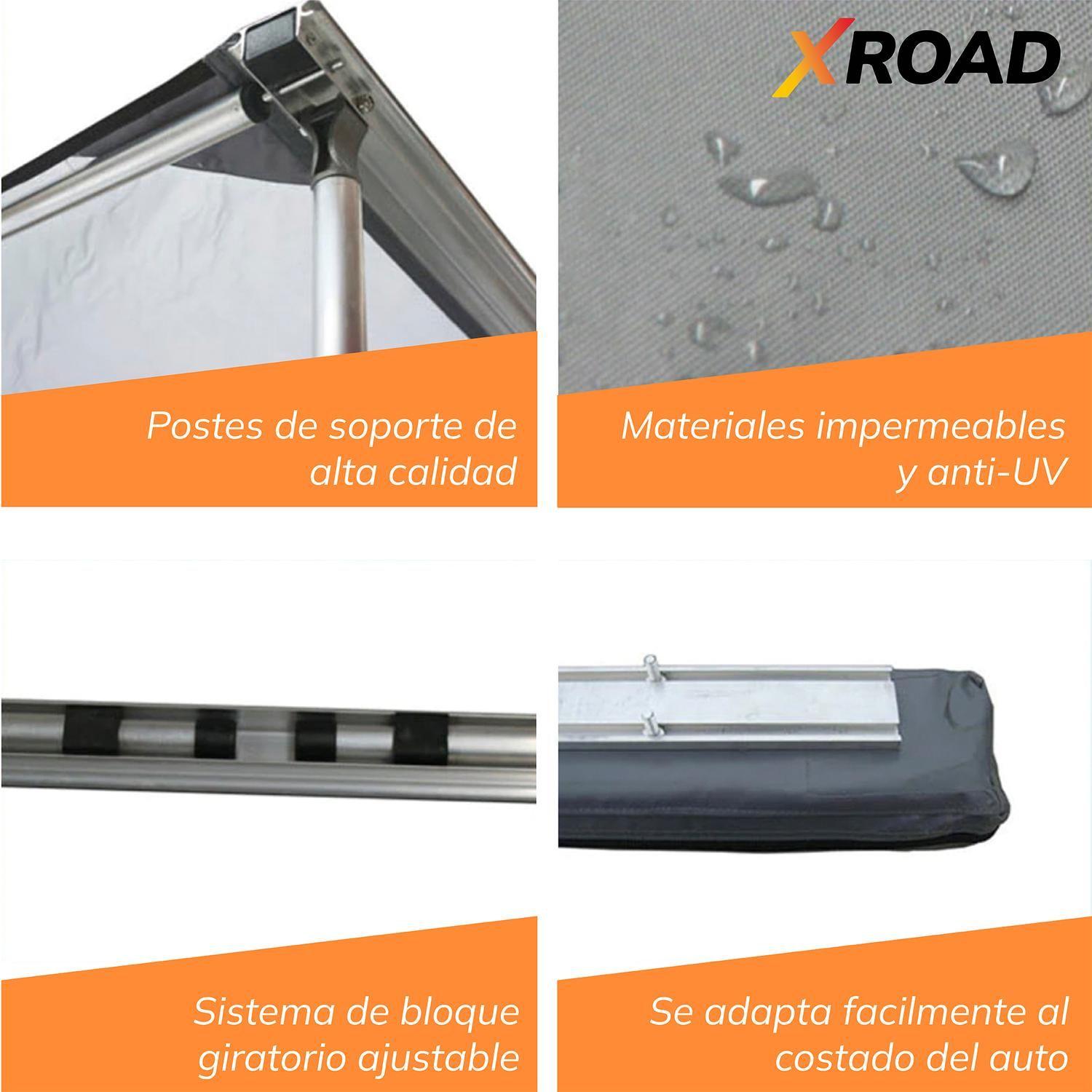 Pack Barras portaequipaje + Toldo Para Camping XROAD-6