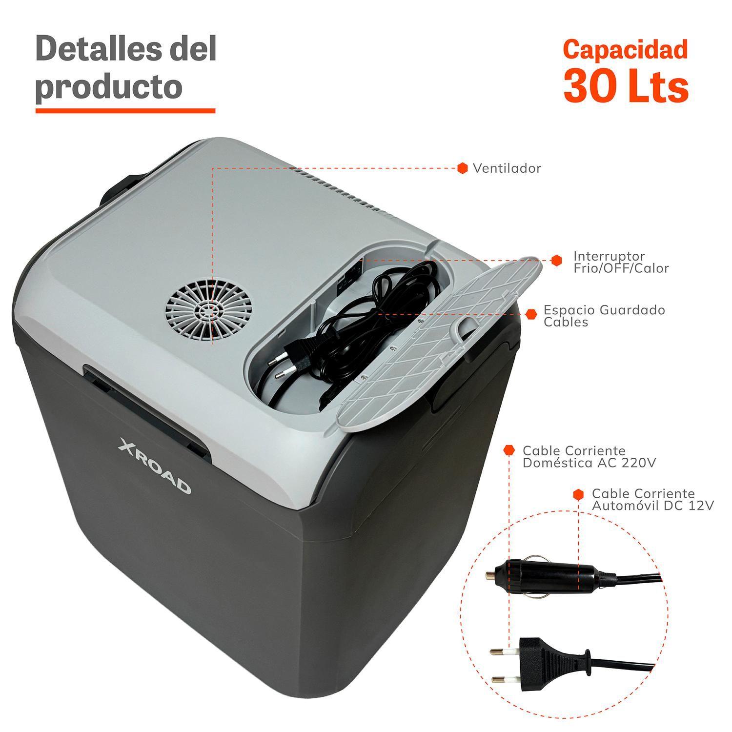 Cooler Eléctrico Portátil 30 Lts Gris 12V XRoad-3