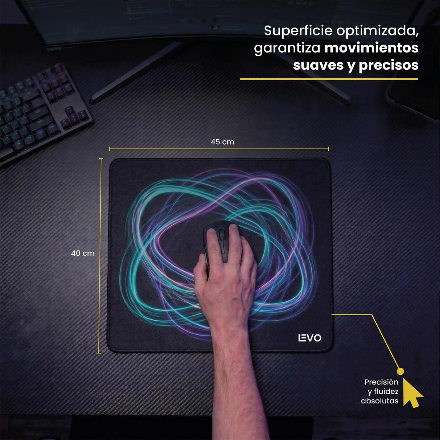 Mousepad Battlemat L 45x40 cm Antideslizante Negro LEVO-5