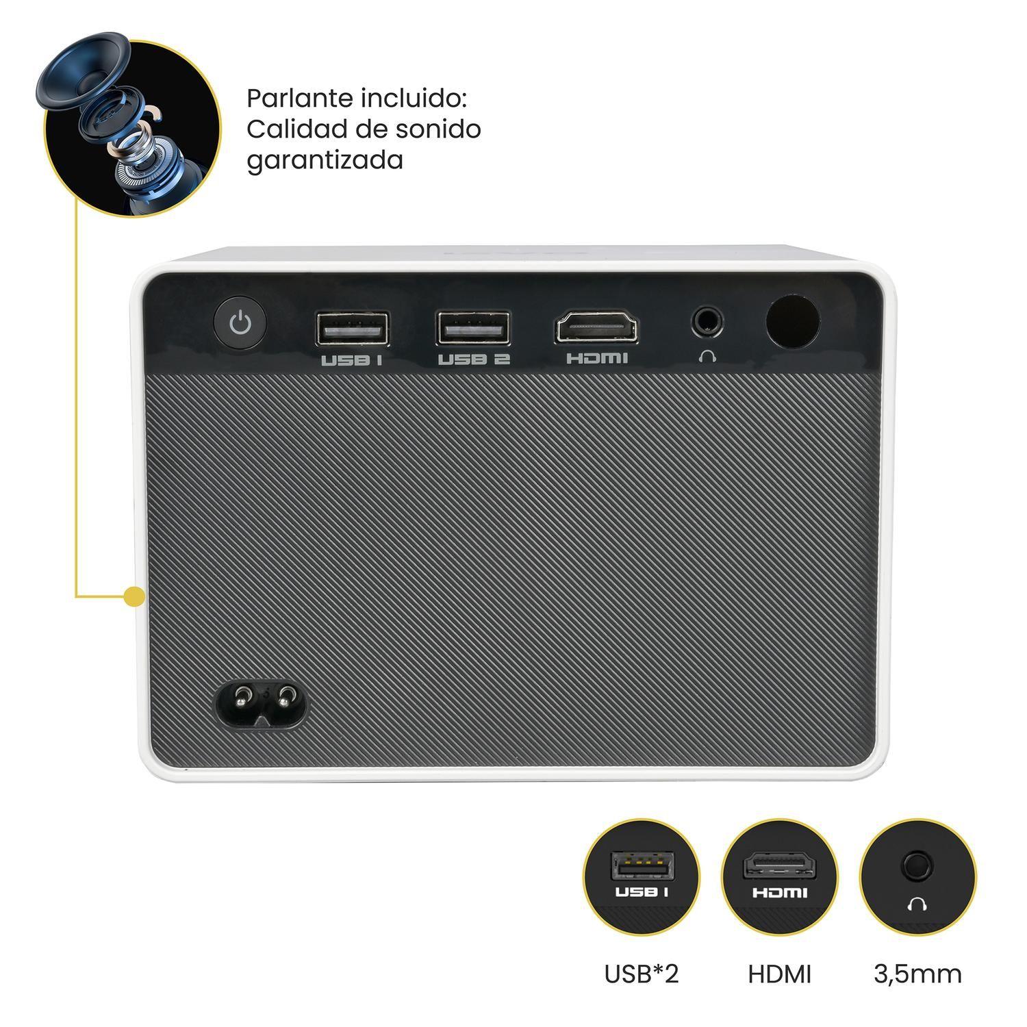 Proyector Portatil Mini Halo 9000lm + Telón 100" LEVO-3