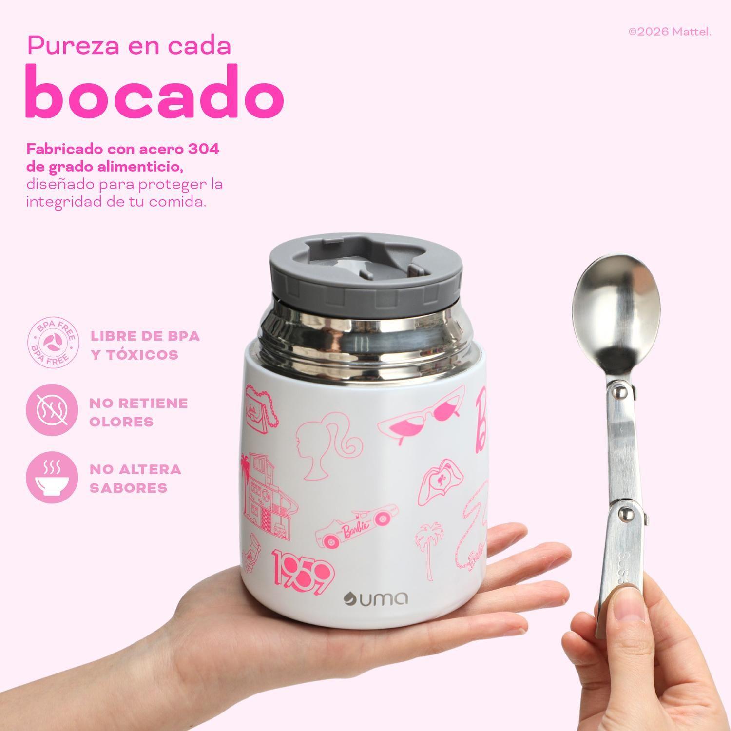 Termo Comida Barbie Fun + Cuchara 450ml Acero Inox UMA-4