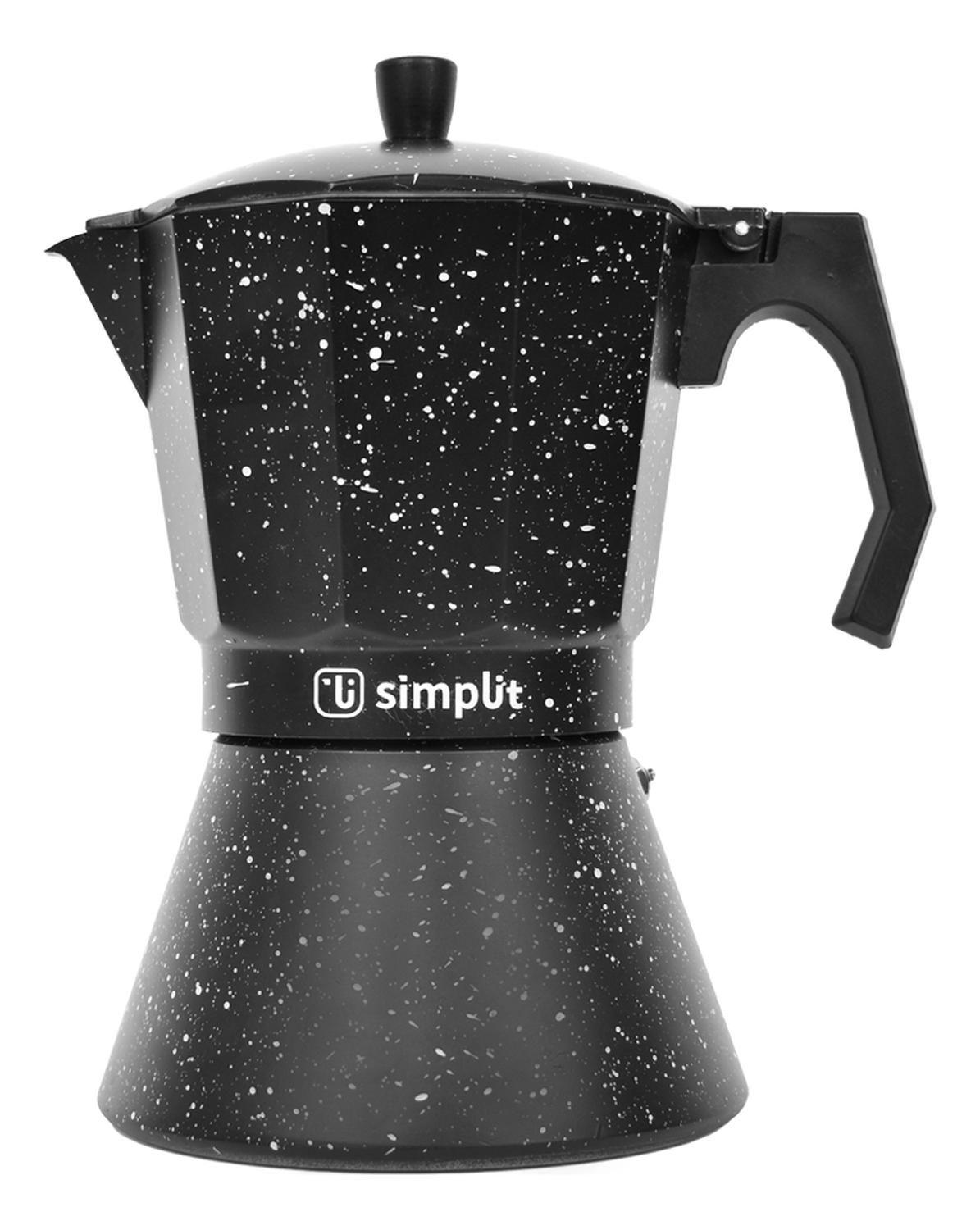 Pack Cafetera Italiana 12 Tz +Espumador 4 en 1 Negro Simplit-6