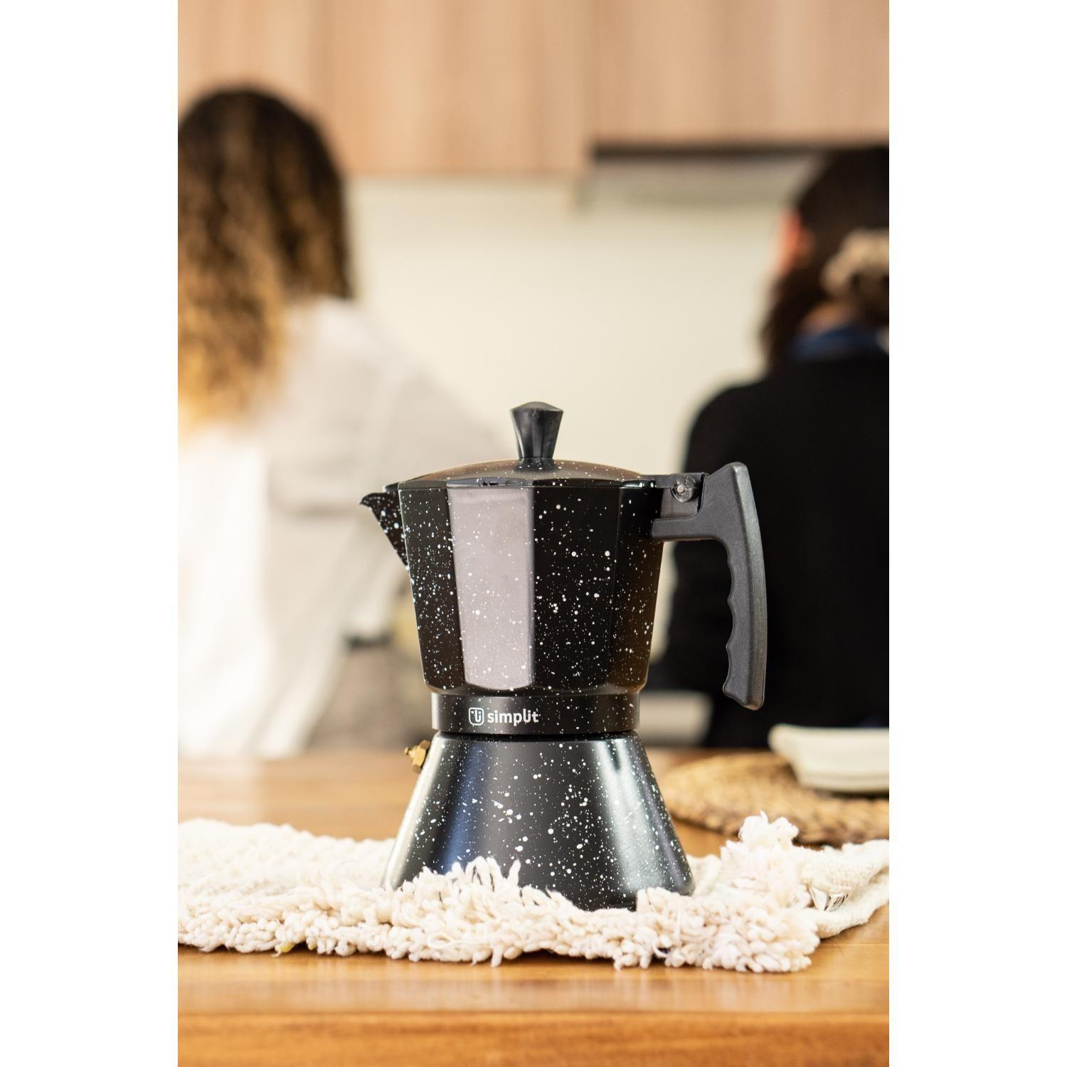 Pack Cafetera Italiana 12 Tz +Espumador 4 en 1 Negro Simplit-1