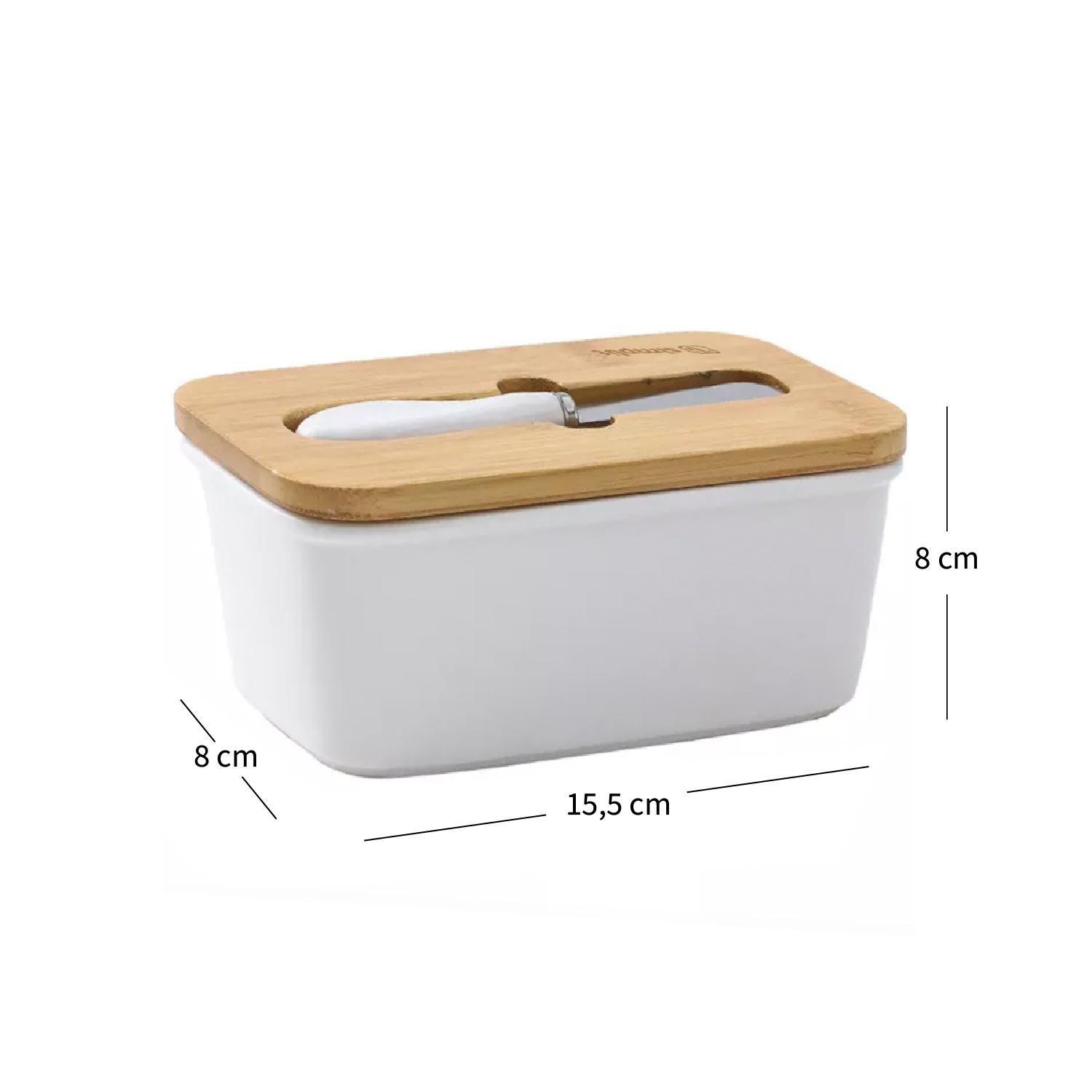 Mantequillero Cerámica Tapa Bamboo + Cuchillo 600 ml Simplit-6