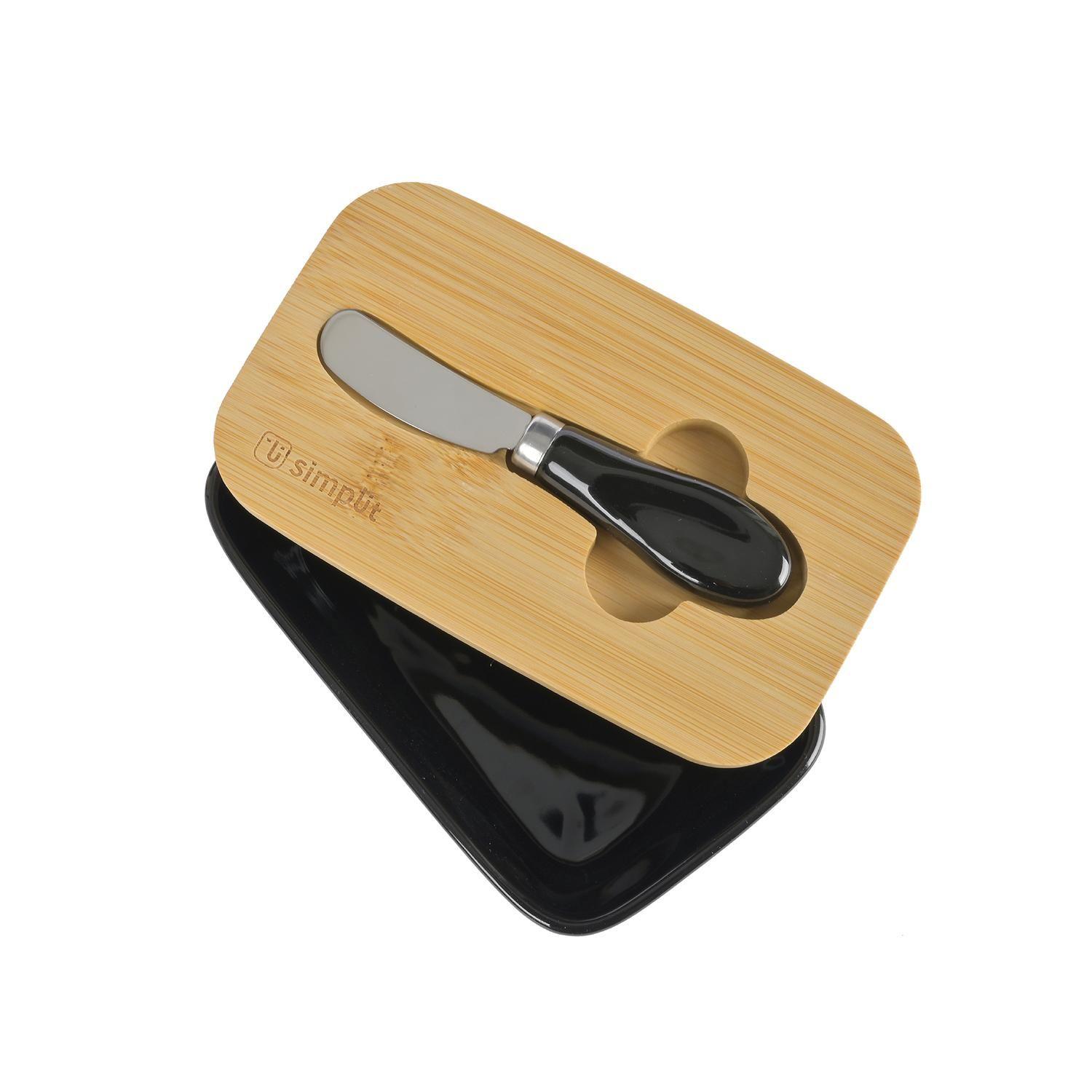 Mantequillero Cerámica Tapa Bamboo + Cuchillo 600 ml Simplit-7
